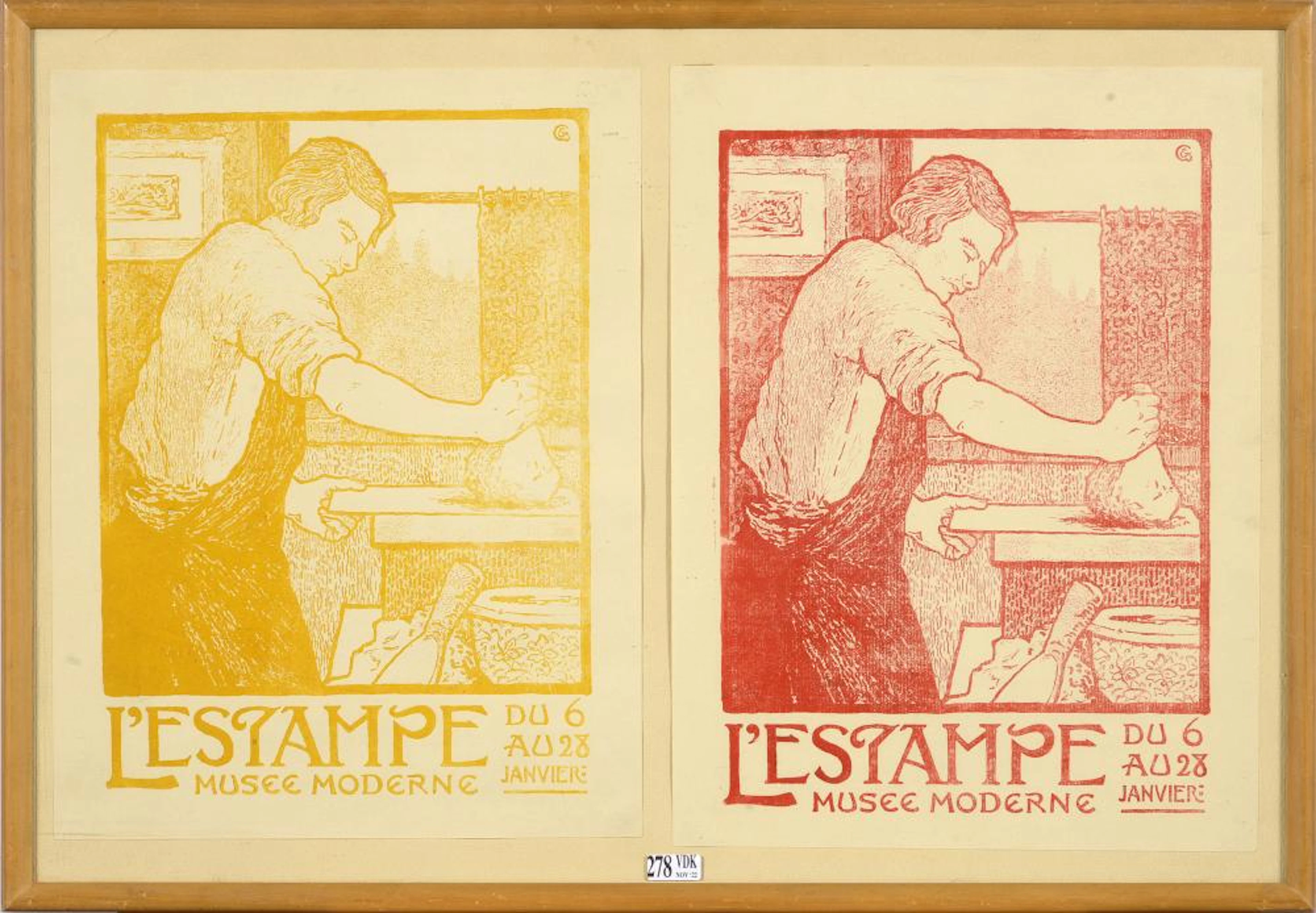 Gravures COMBAZ Gisbert (1869 - 1941) Deux lithographies en couleurs