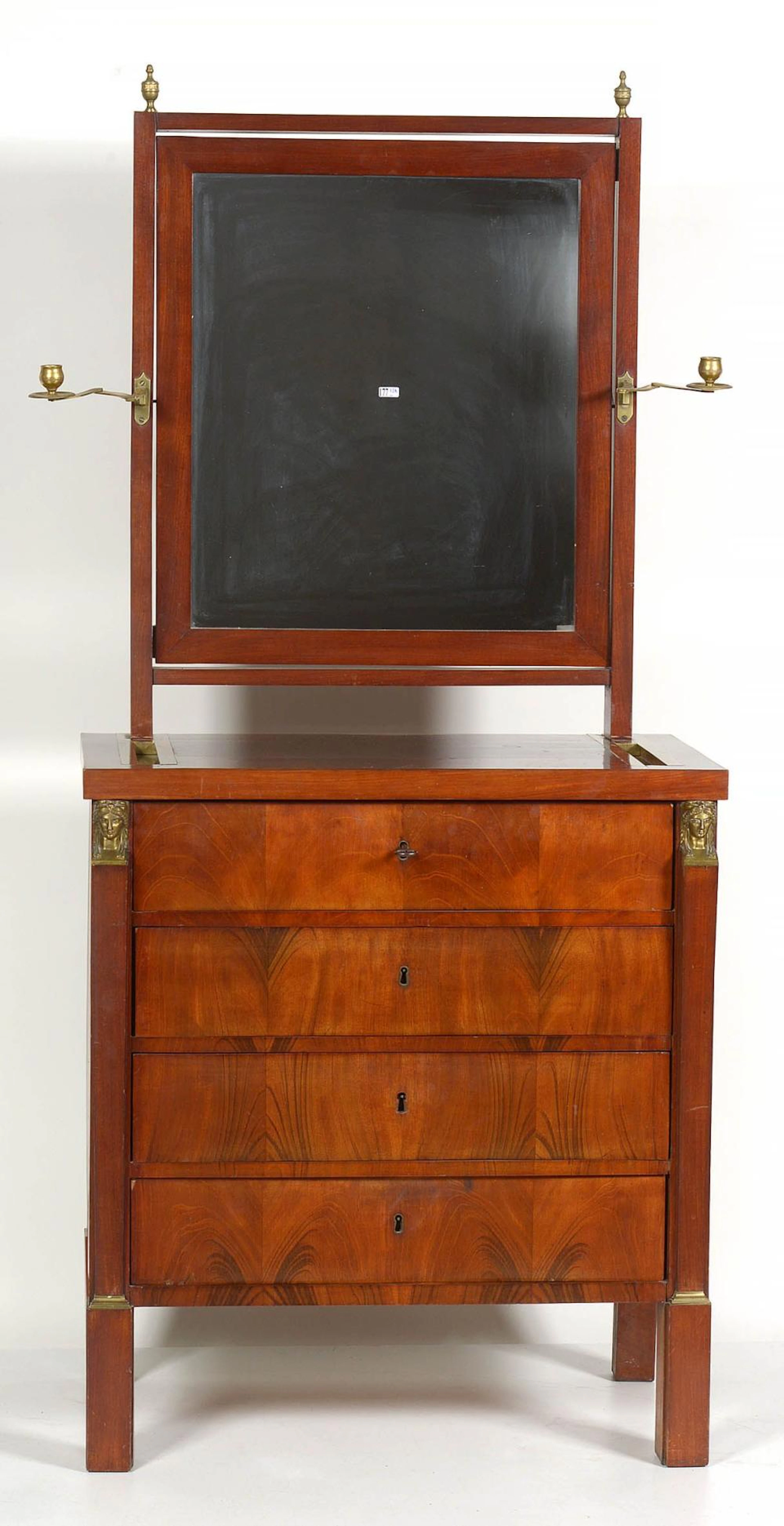 Coiffeuse Empire en placage d'acajou au décor de "?