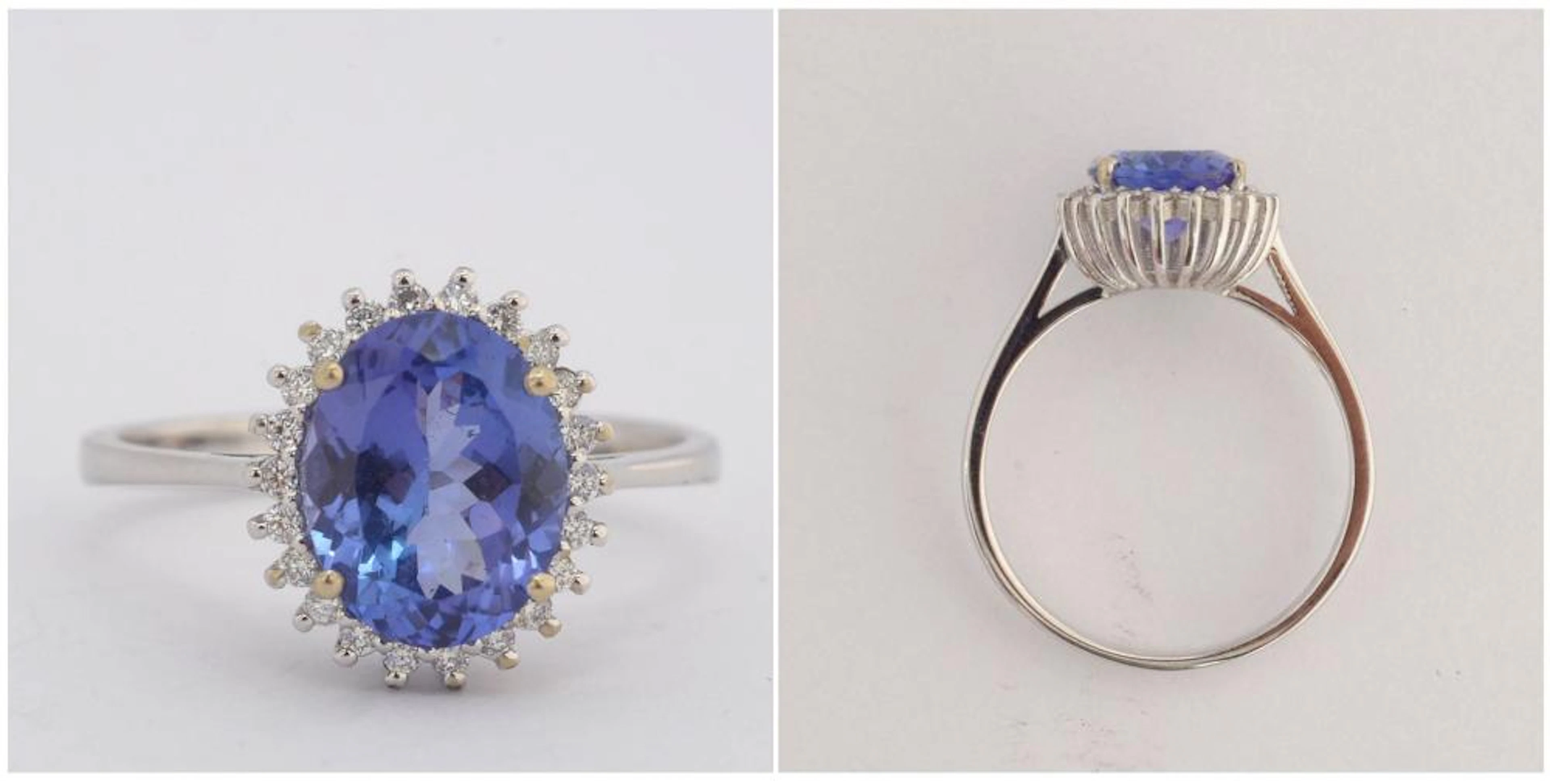 BAGUE EN OR BLANC 18 CARATS SERTIE D'UNE TANZANITE POUR...