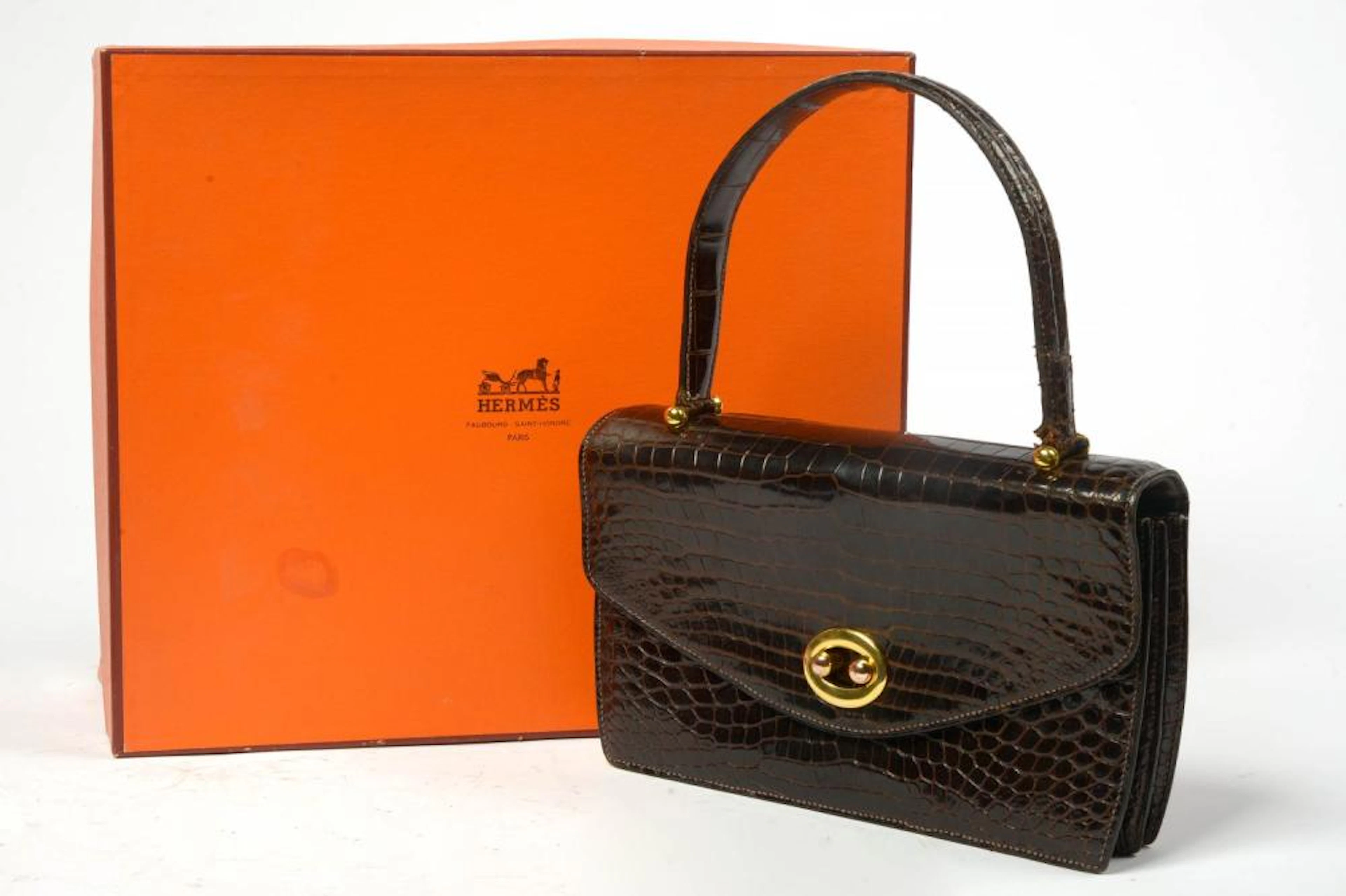HERMES SAC VINTAGE DE MARQUE HERMÈS MODÈLE "BOUTONNIÈRE"...