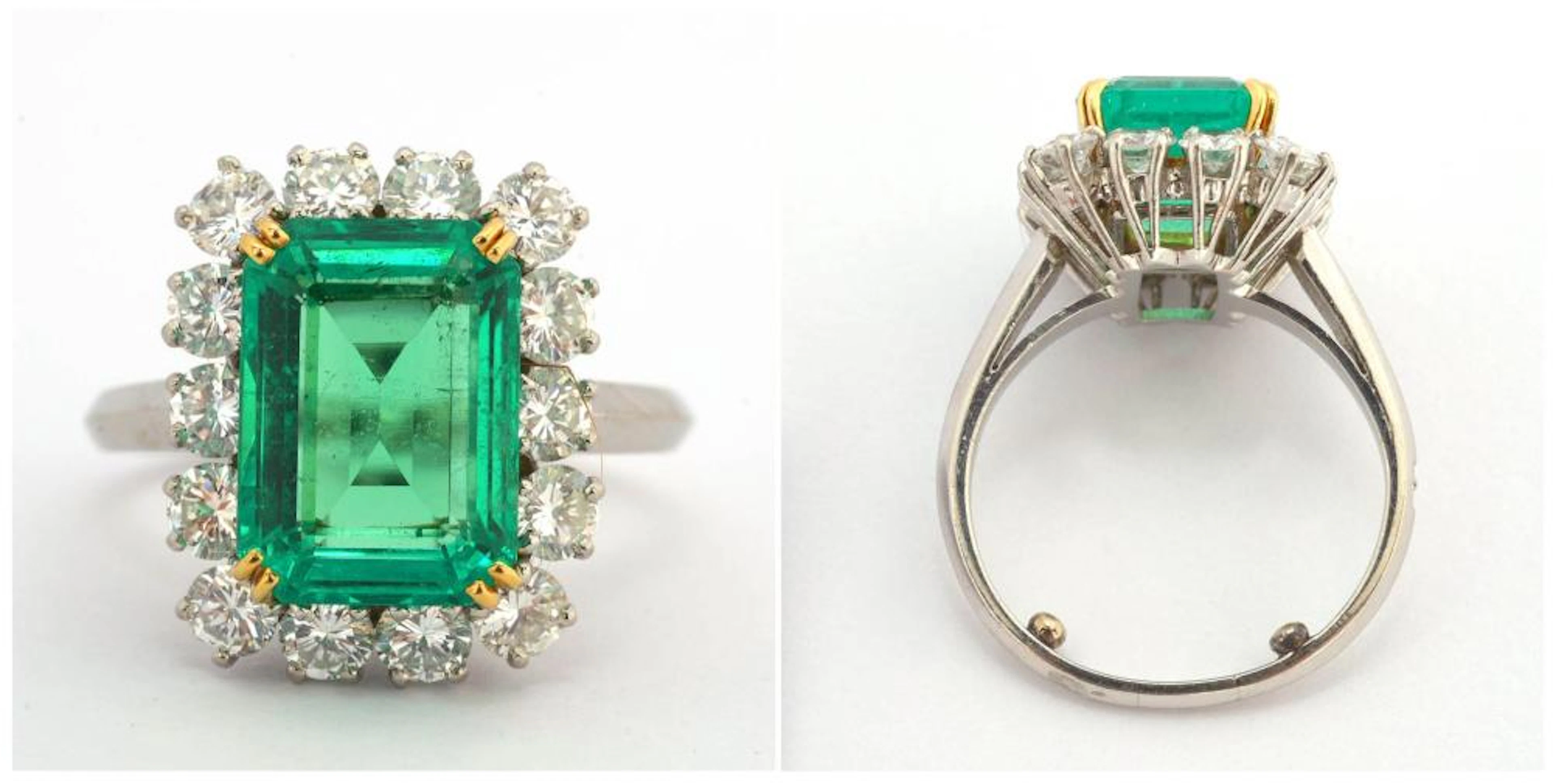 JOAILLERIE LEYSEN BAGUE EN PLATINE SERTIE D'UNE ÉMERAUDE...