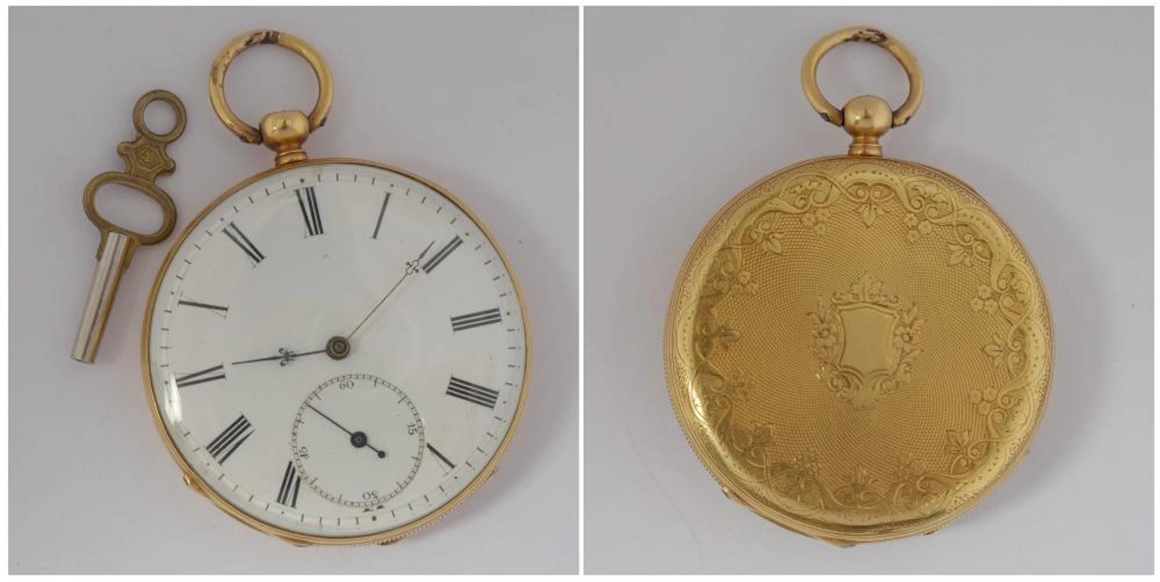Horlogerie Montre à gousset en or jaune 18 carats. Présentée dans so