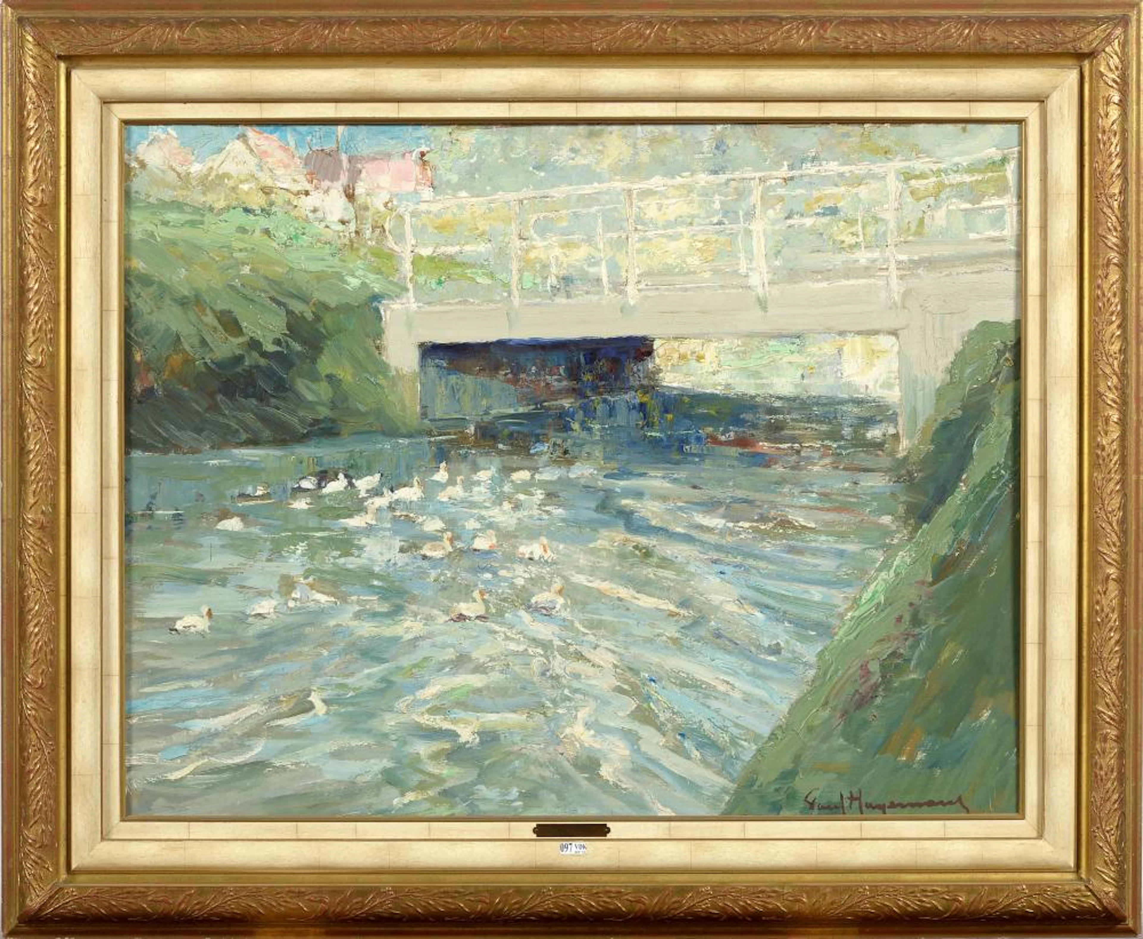 Tableaux HAGEMANS Paul (1884 - 1959) Huile sur panneau "Le pont aux c