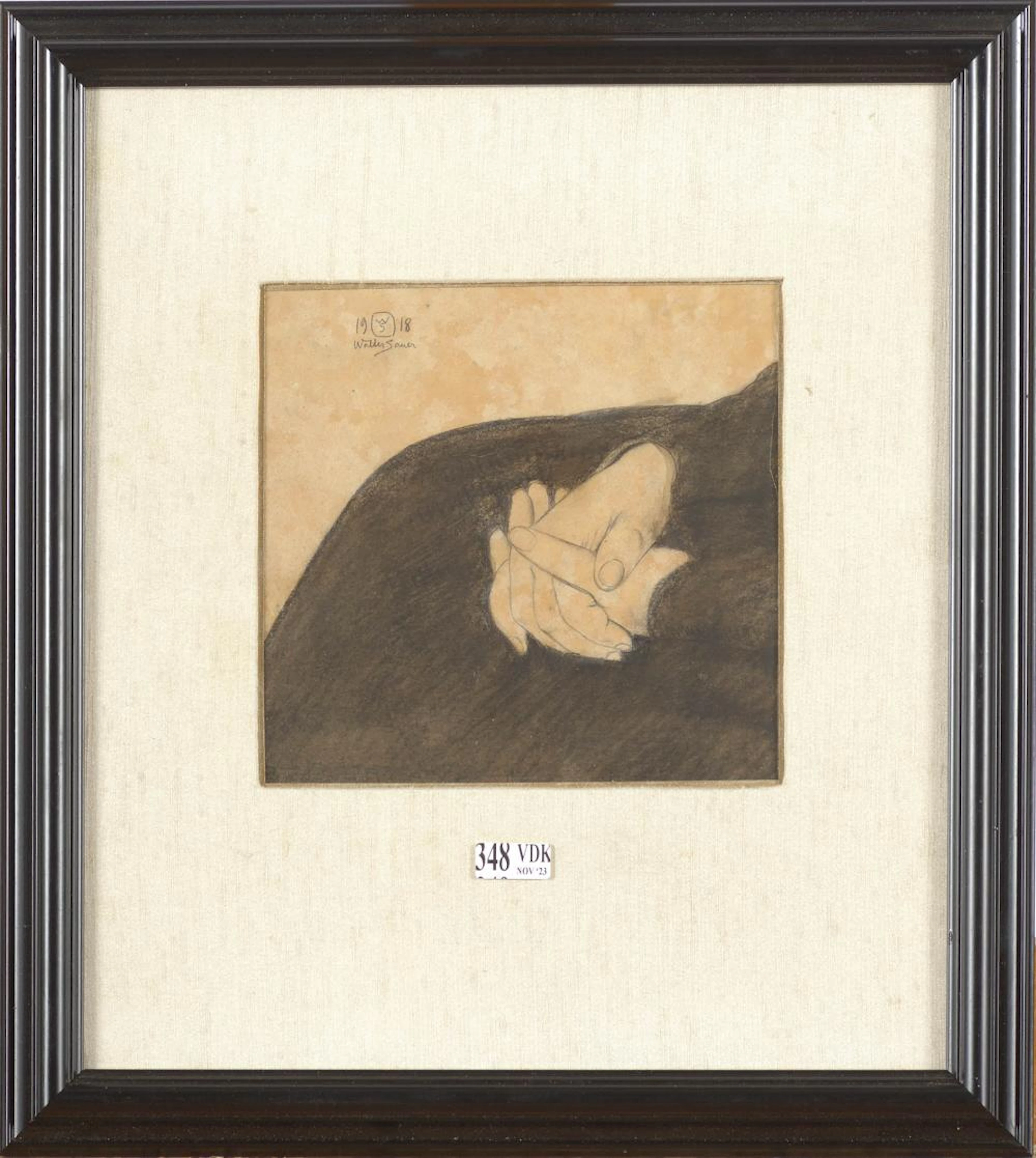 Dessins SAUER Walter (1889 - 1927) "Les mains" crayon et lavis sur pa