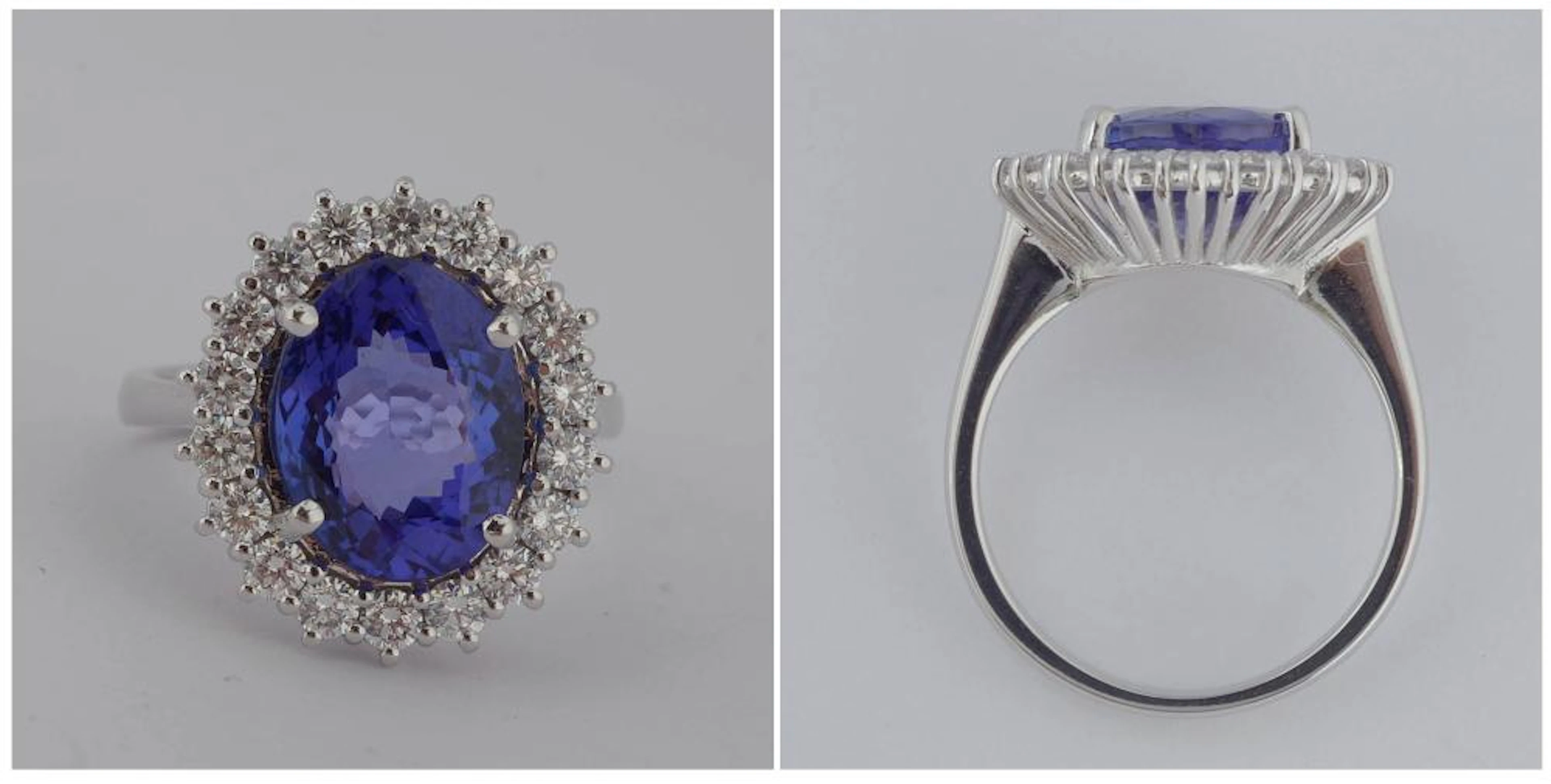 Joaillerie Bague en or blanc 18 carats sertie d'une tanzanite de +/-