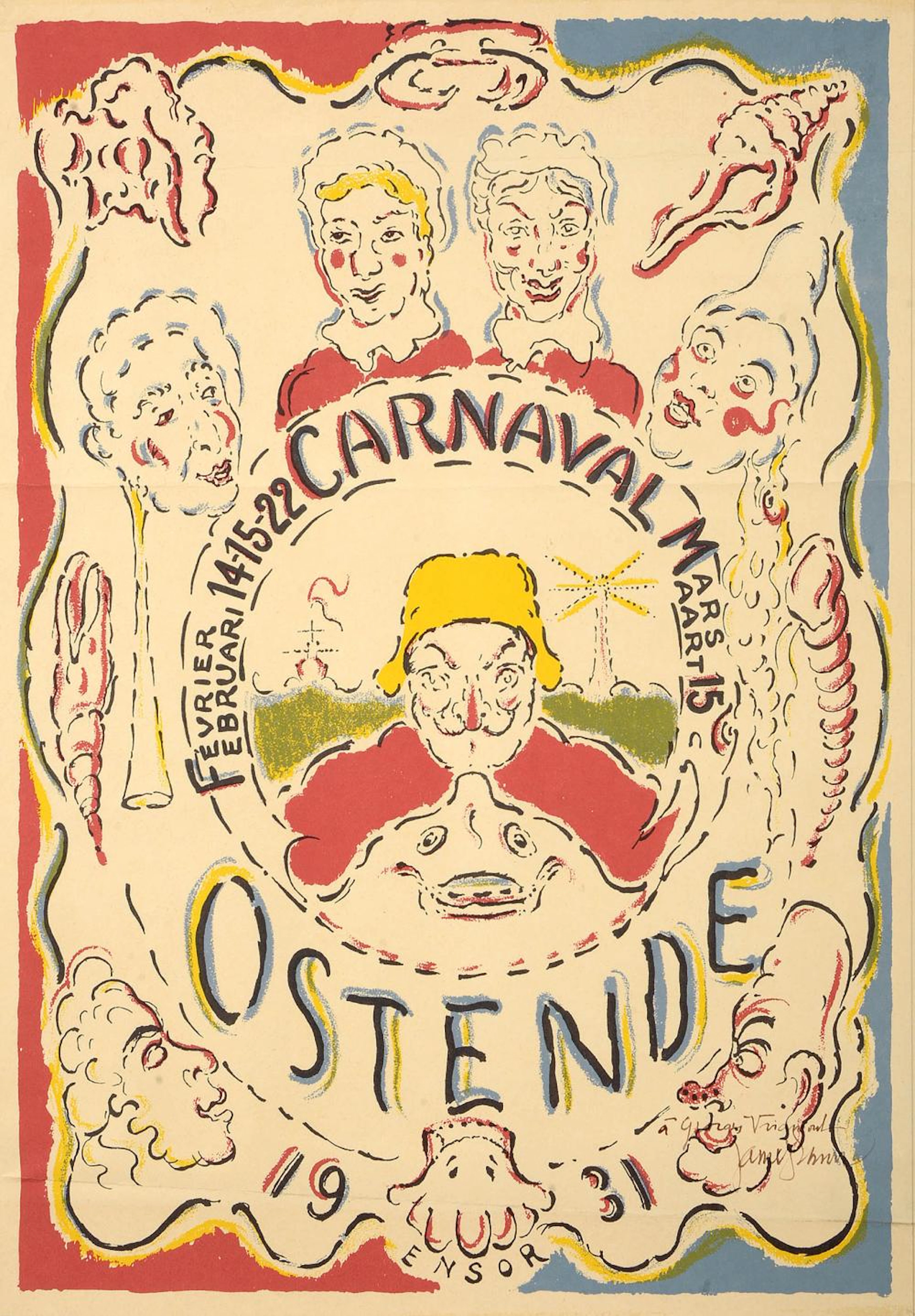 Gravures ENSOR James (1860 - 1949) Affiche en couleurs sur papier par