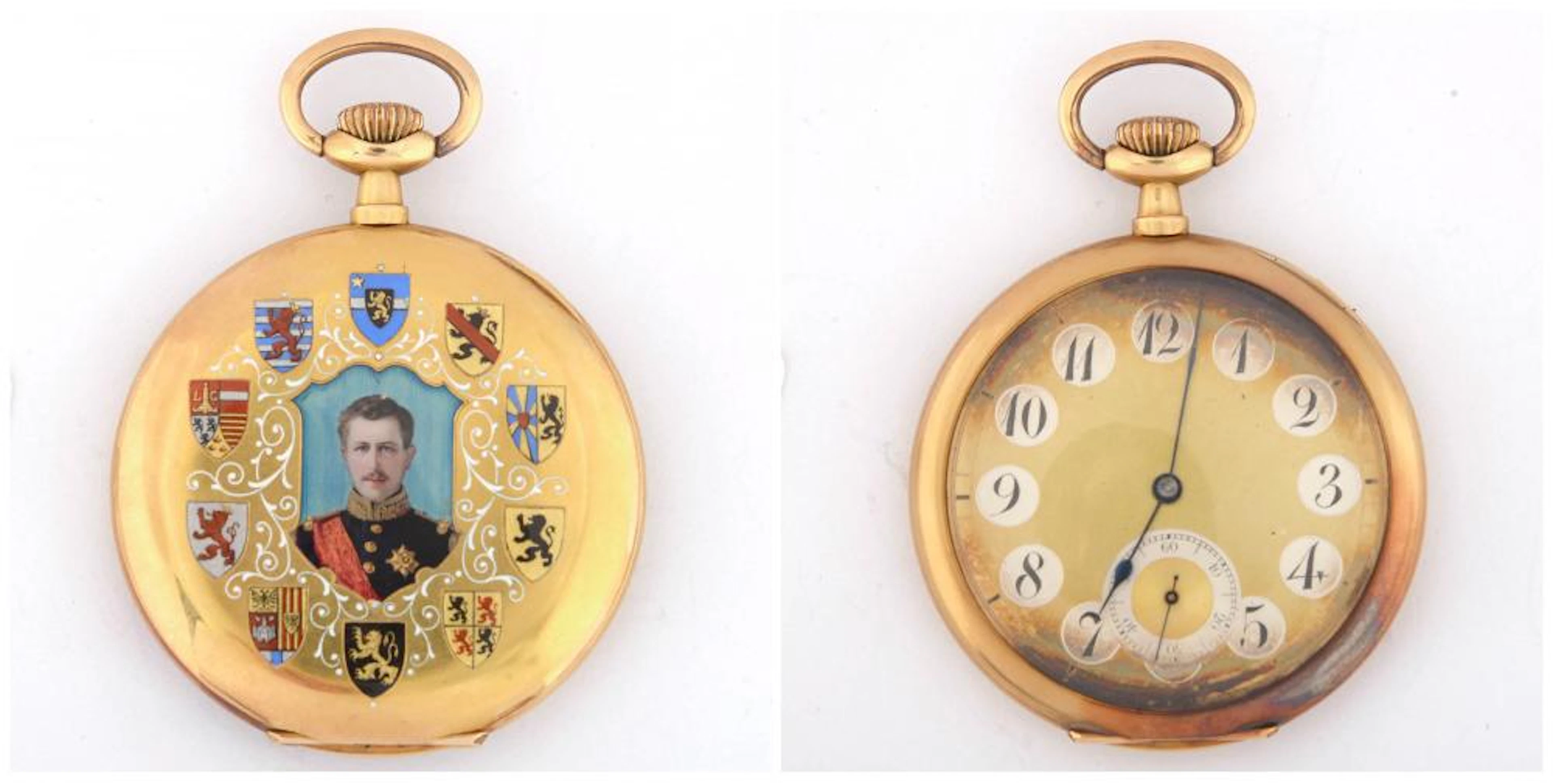 Horlogerie Rare montre gousset en or jaune 18 carats à l'effigie du