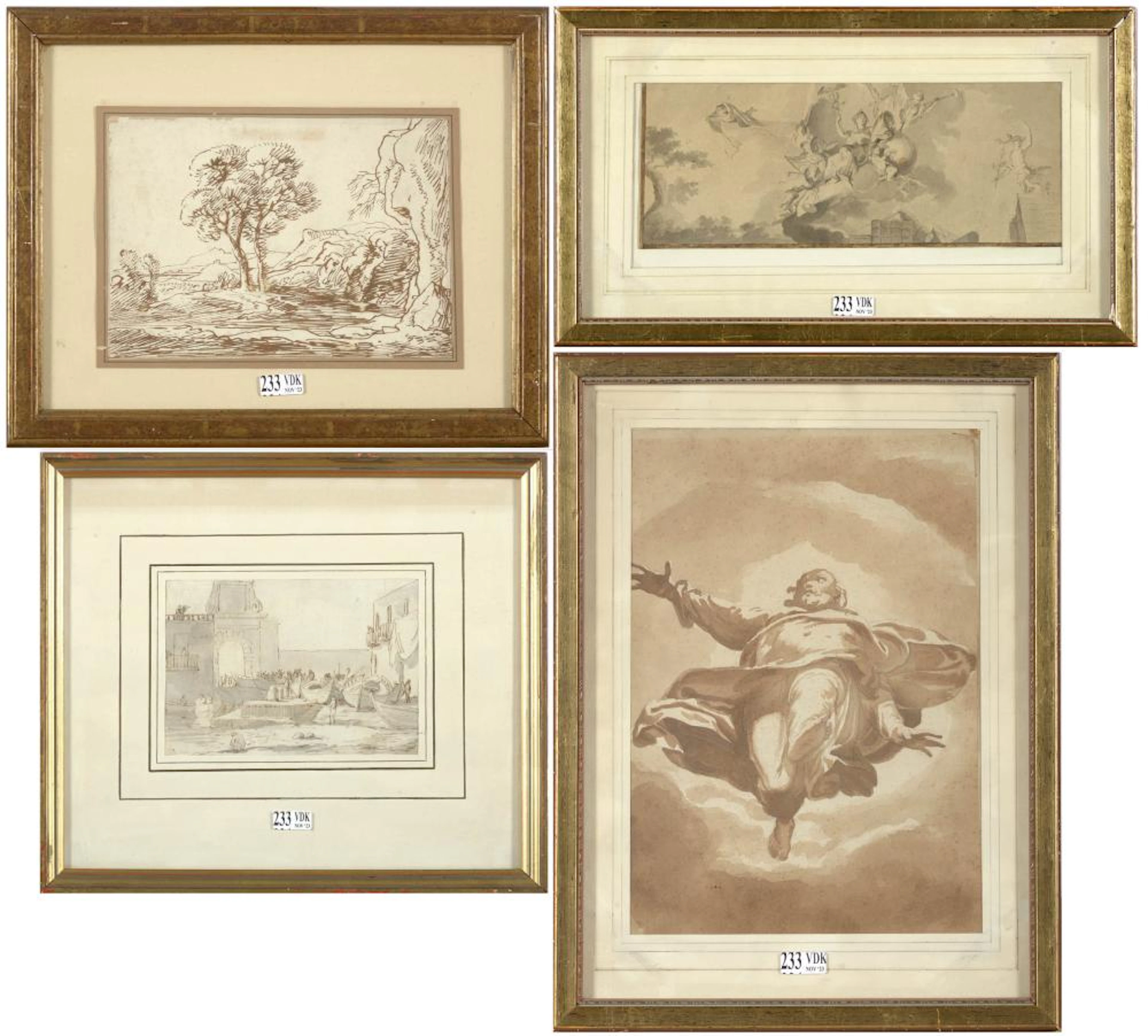 Dessins LIEVENS jan (1607 - 1674). Attribué à. Lot de quatre dessins