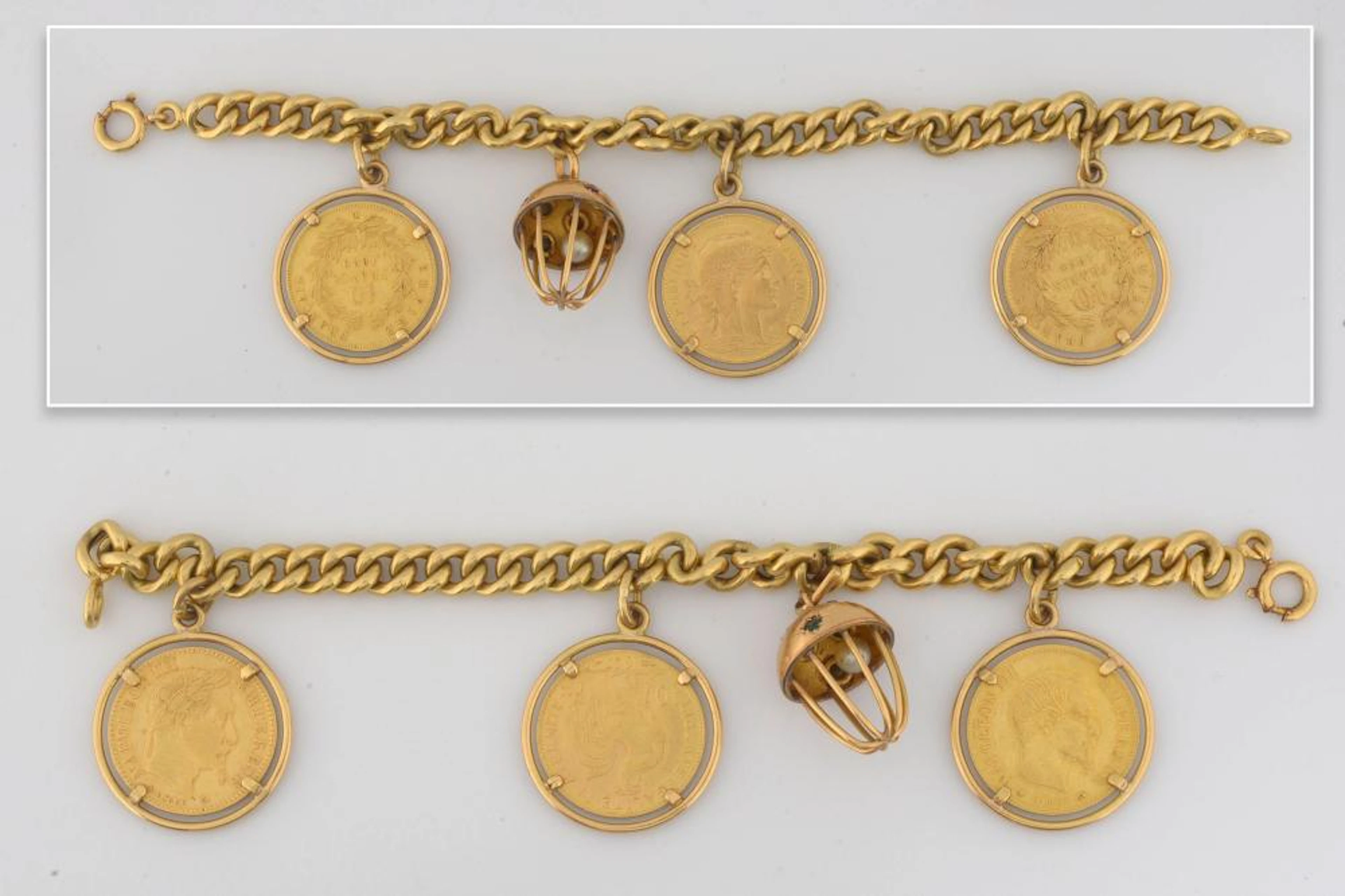 Bracelet en or jaune 18 carats serti de trois pièc?