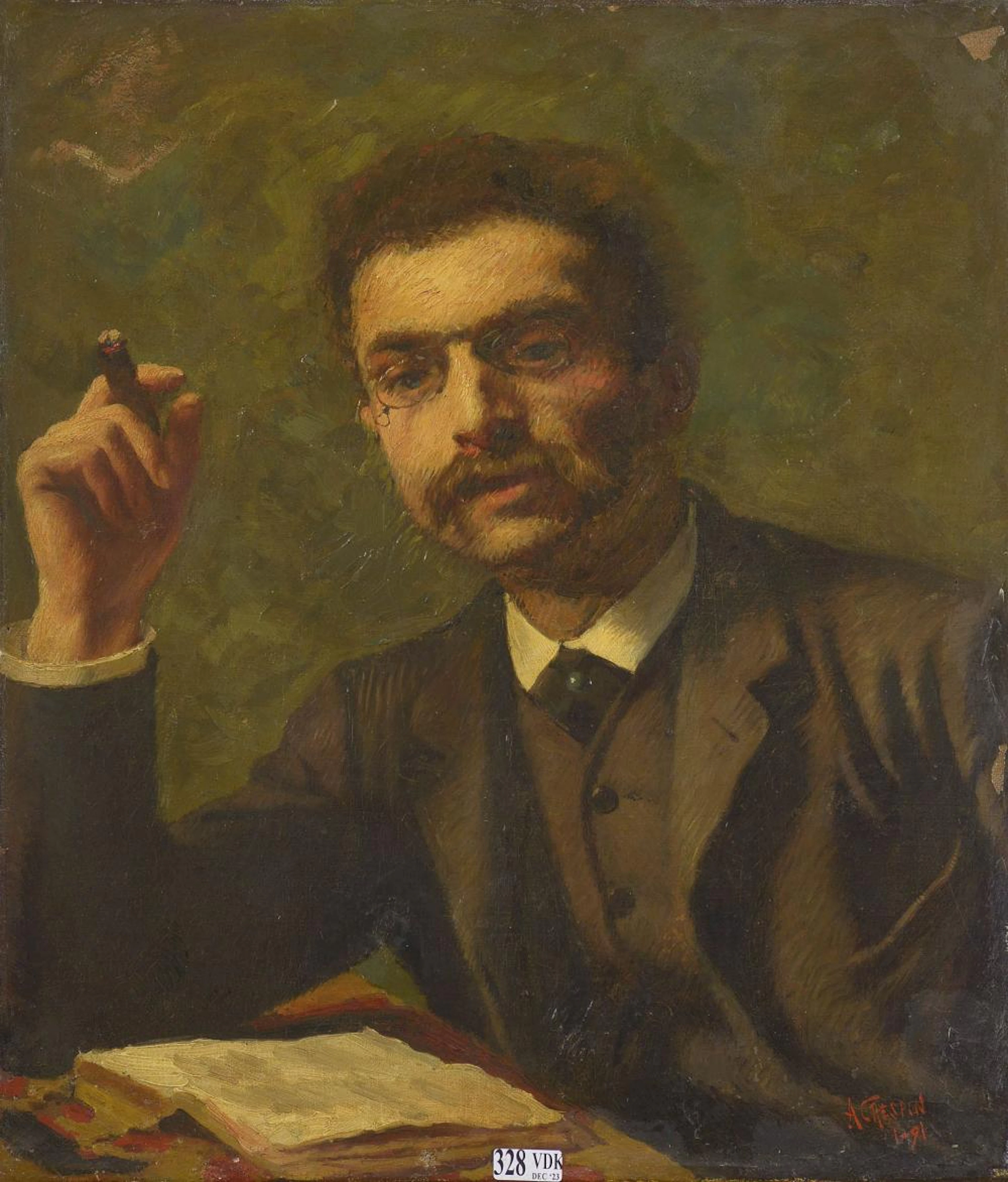 CRESPIN Adolphe (1851 - 1944) Huile sur toile "Por?