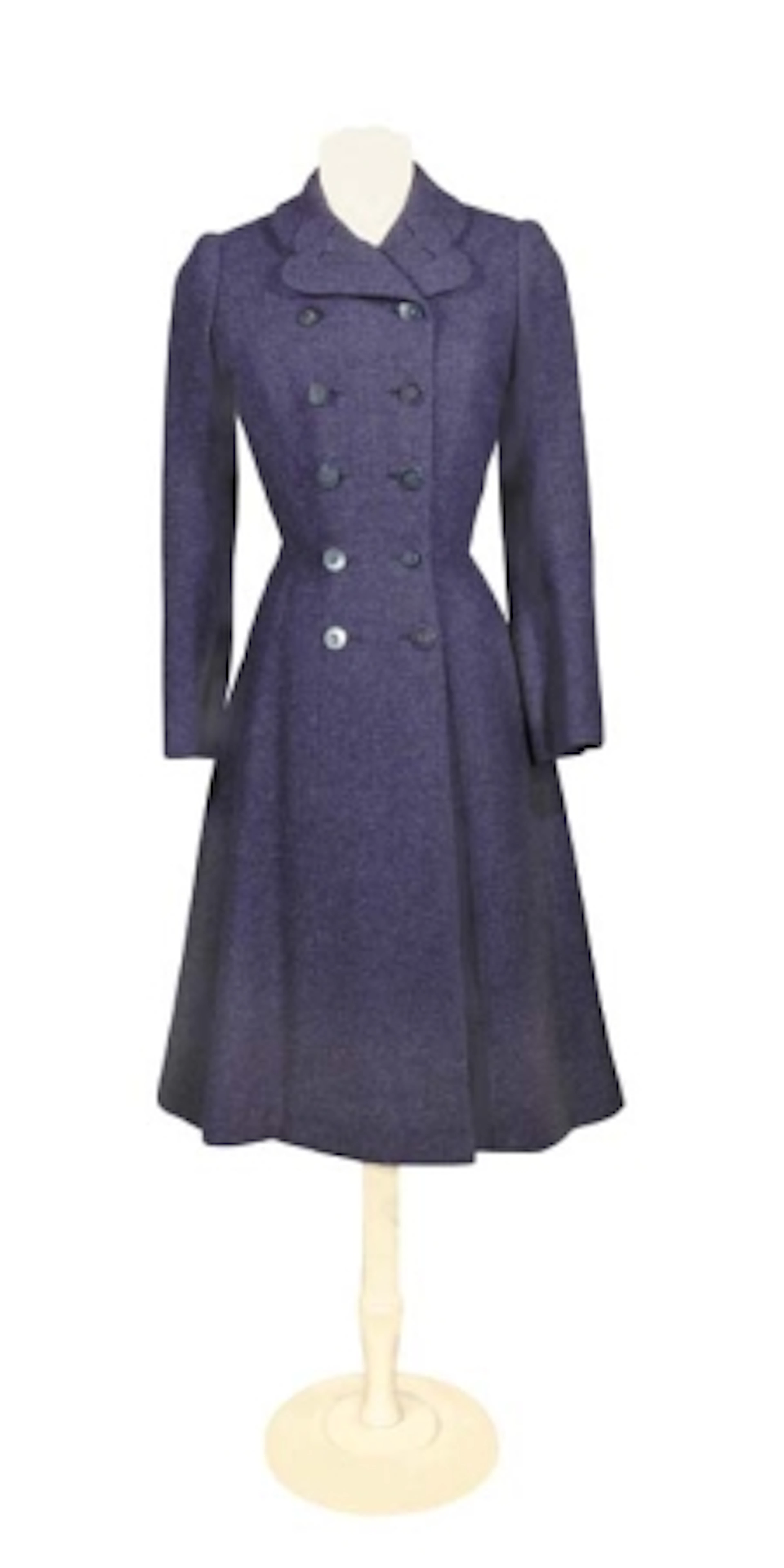 Mainbocher Navy Heather Tweed Coat