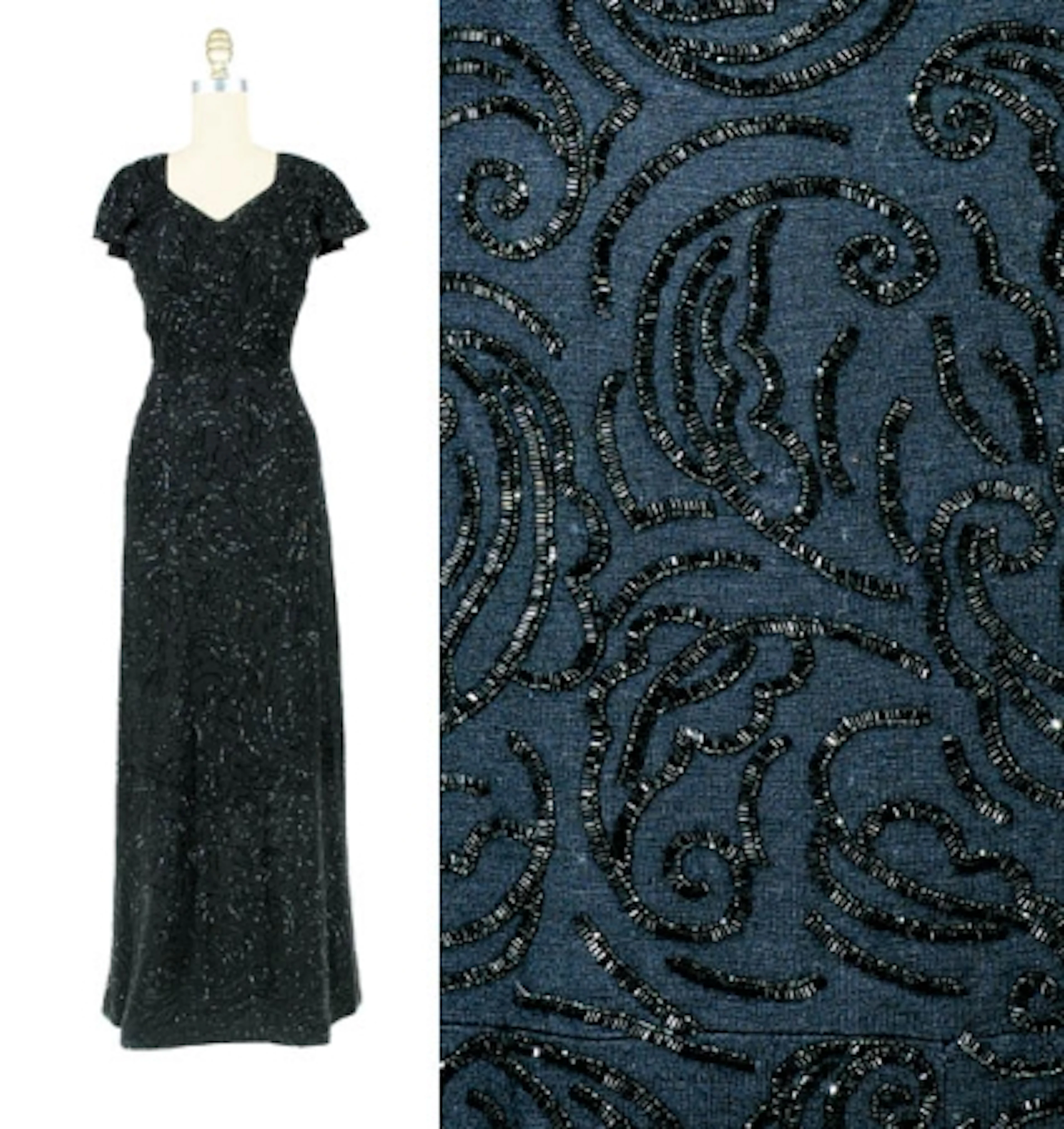 Mainbocher Vermiculate Embroidered Gown