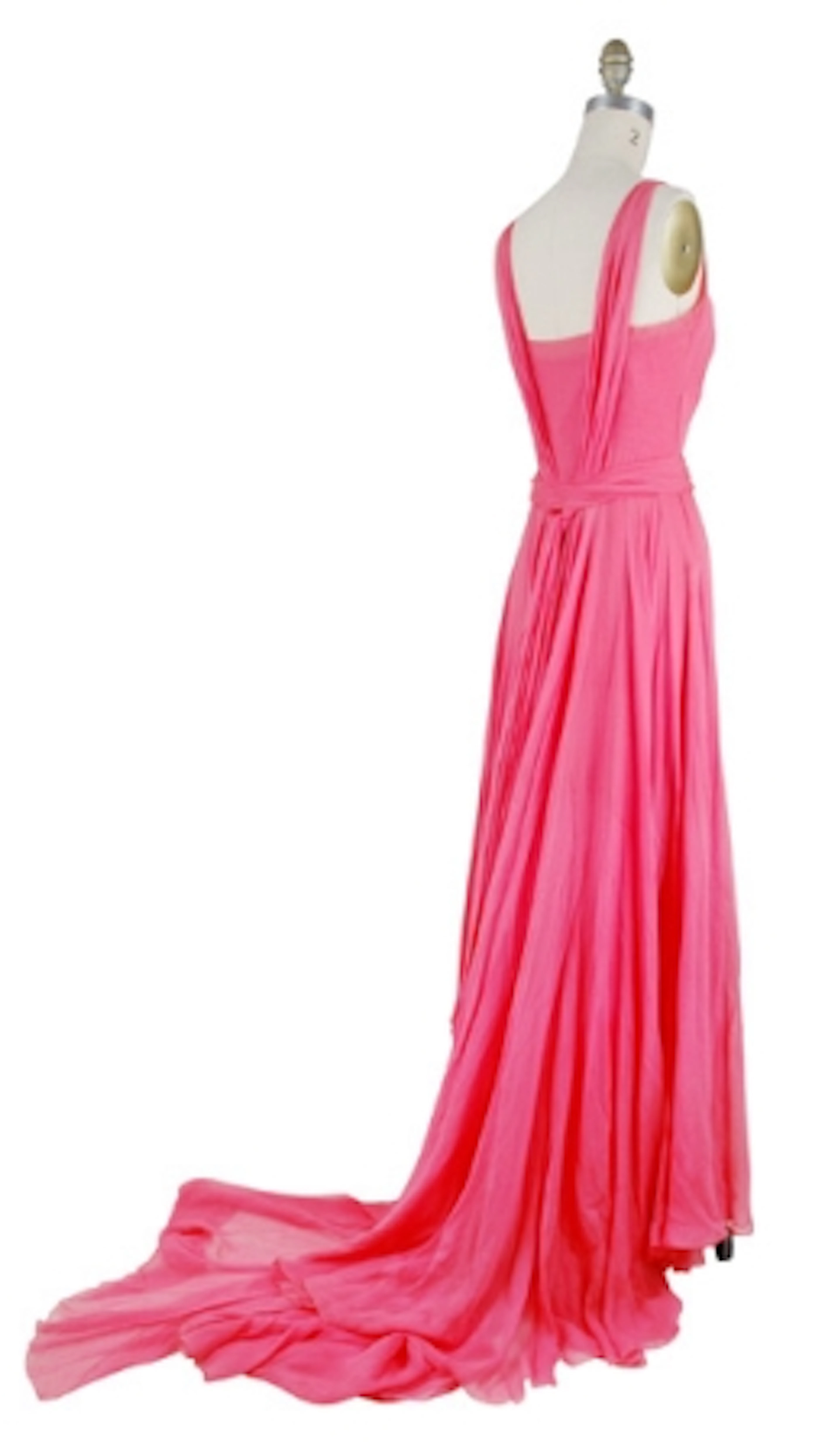 Mainbocher Coral Chiffon Evening Gown