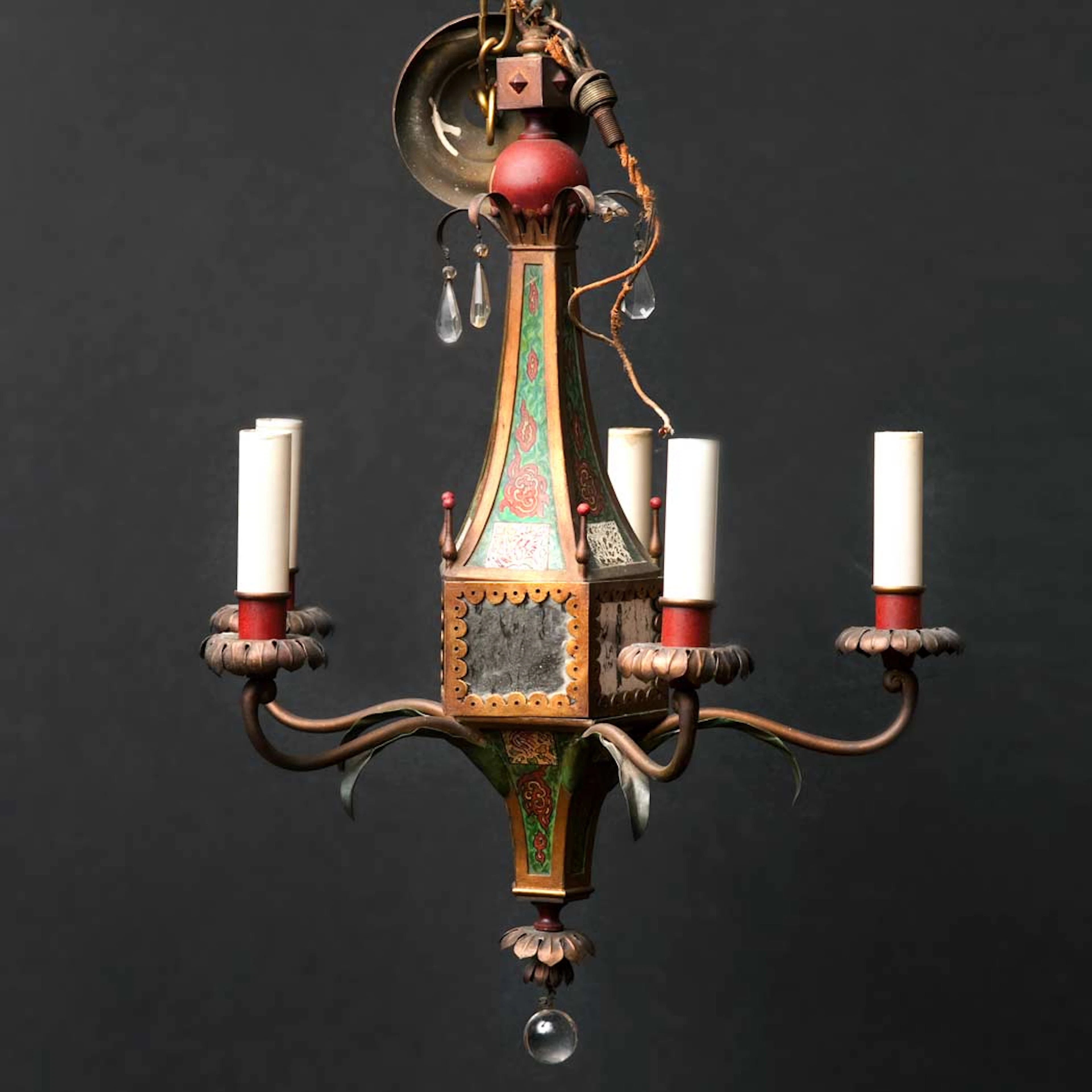 Moroccan Style Painted Metal Five-Light Chandelier