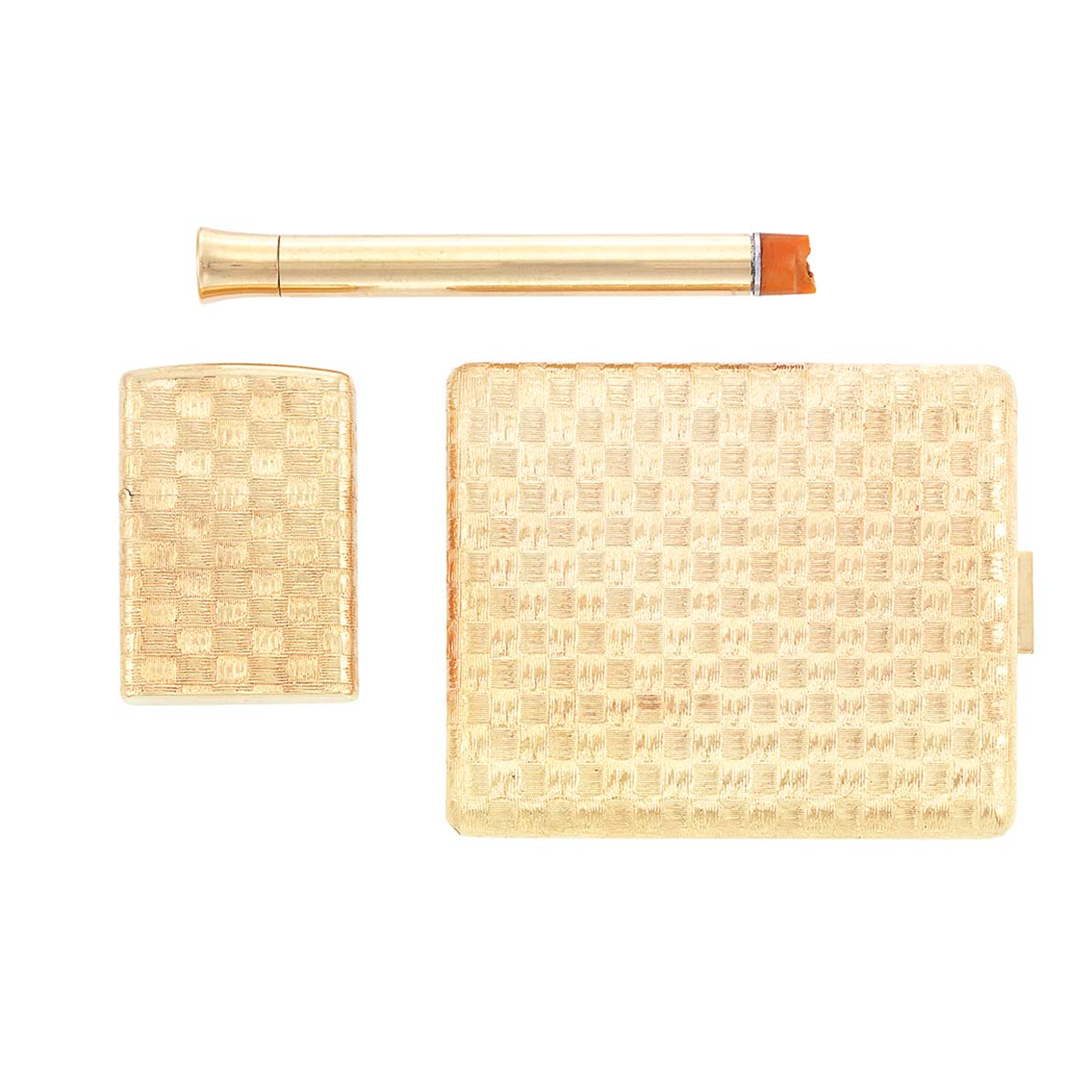 Cigarette Case and Cigarette Lighter, Tiffany & Co. and Gold and Metal Cigarette Holder, Cartier