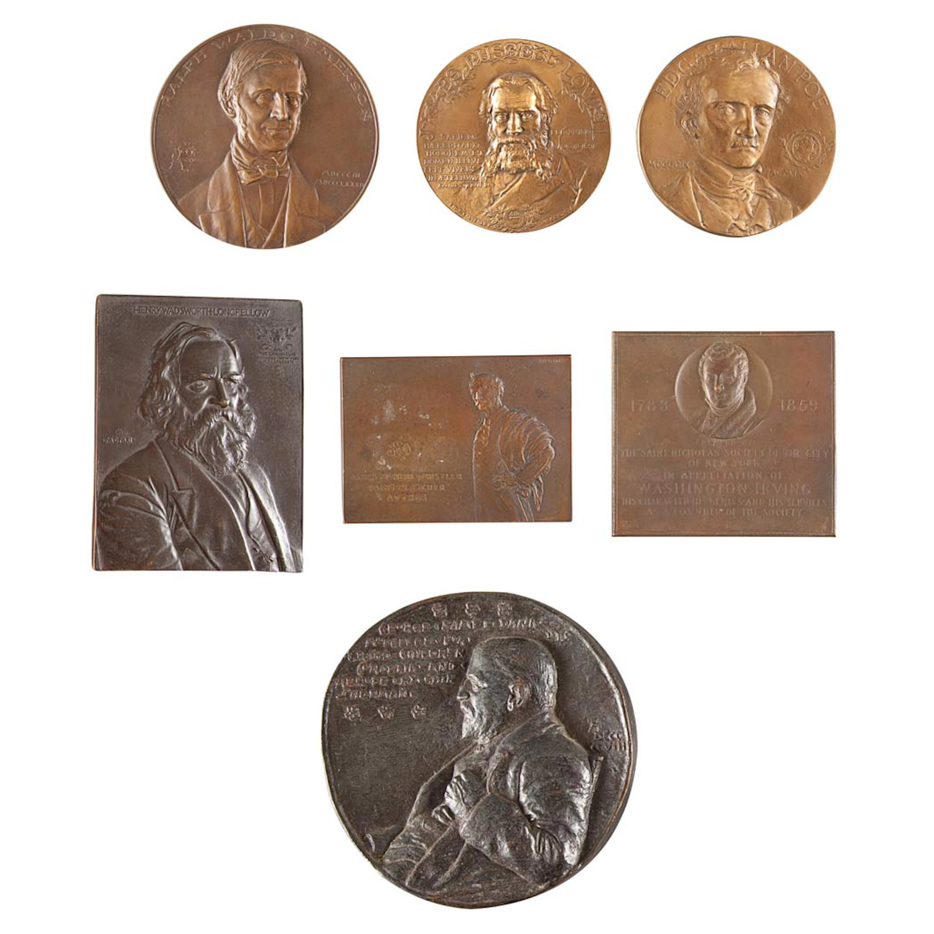 Group of Seven Bronze Reliefs and Medallions
