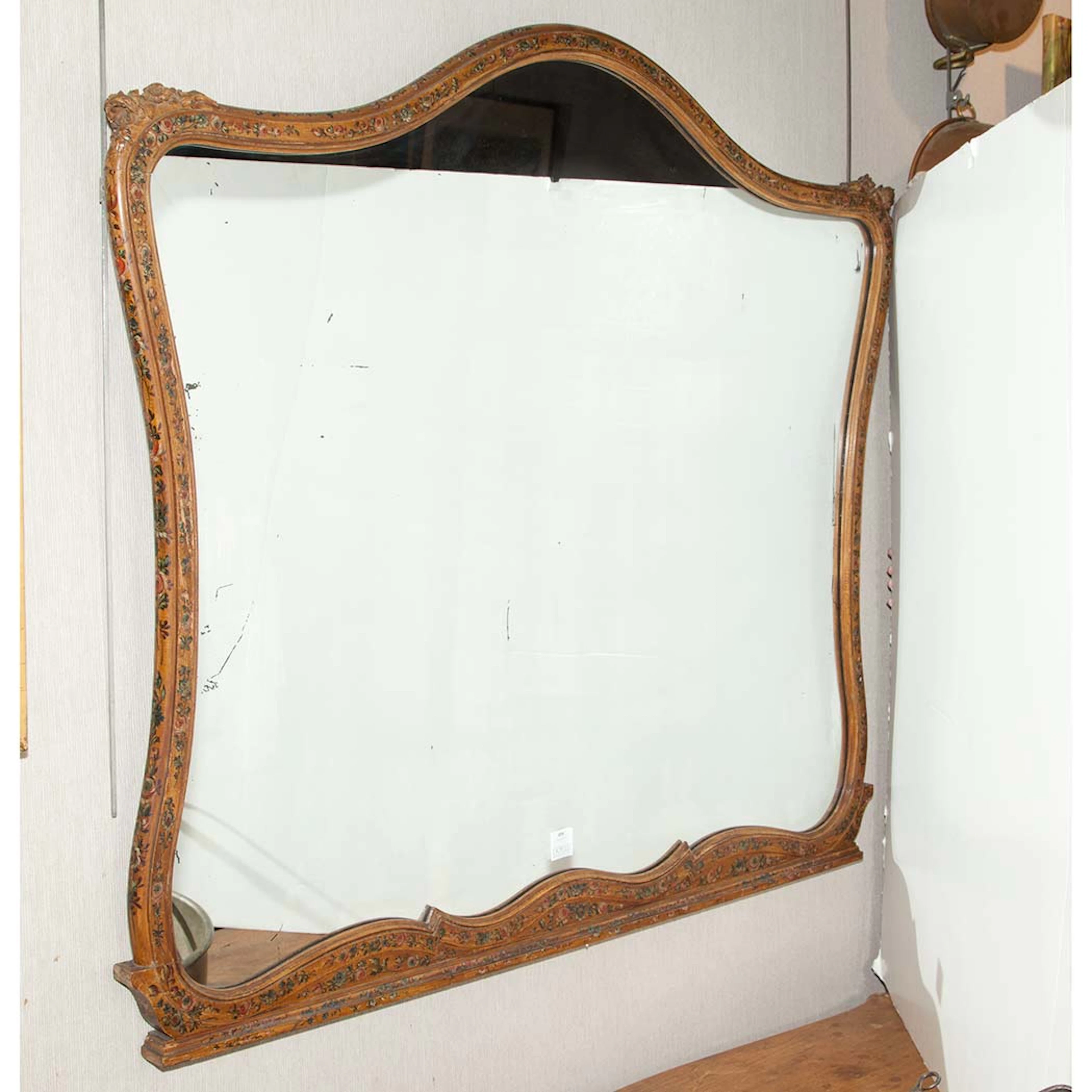 Rococo Style Floral Painted Mirror