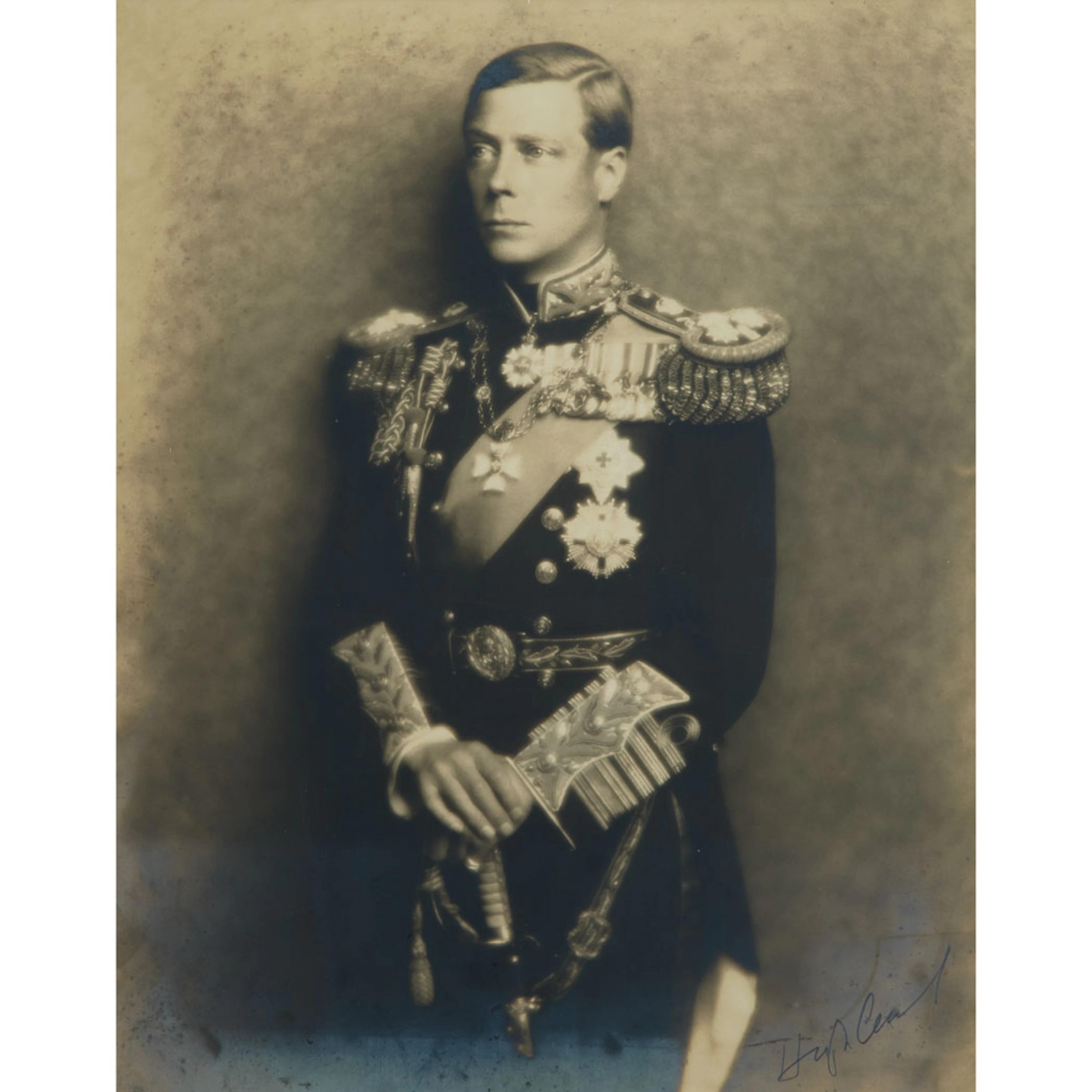 Prince Edward, Duke of Windsor (King Edward VIII), 1936.. Large format vintage sepia bromide print, 19 1/4 x 15 1/4 inches (490 x 380 mm), signed in ink by Cecil (l.r.)