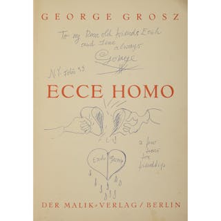 GROSZ, GEORGE Ecce Homo. Berlin: Malik Verlag, 1923. Ausgabe C of the first edition, with a superb inscription (with drawi...