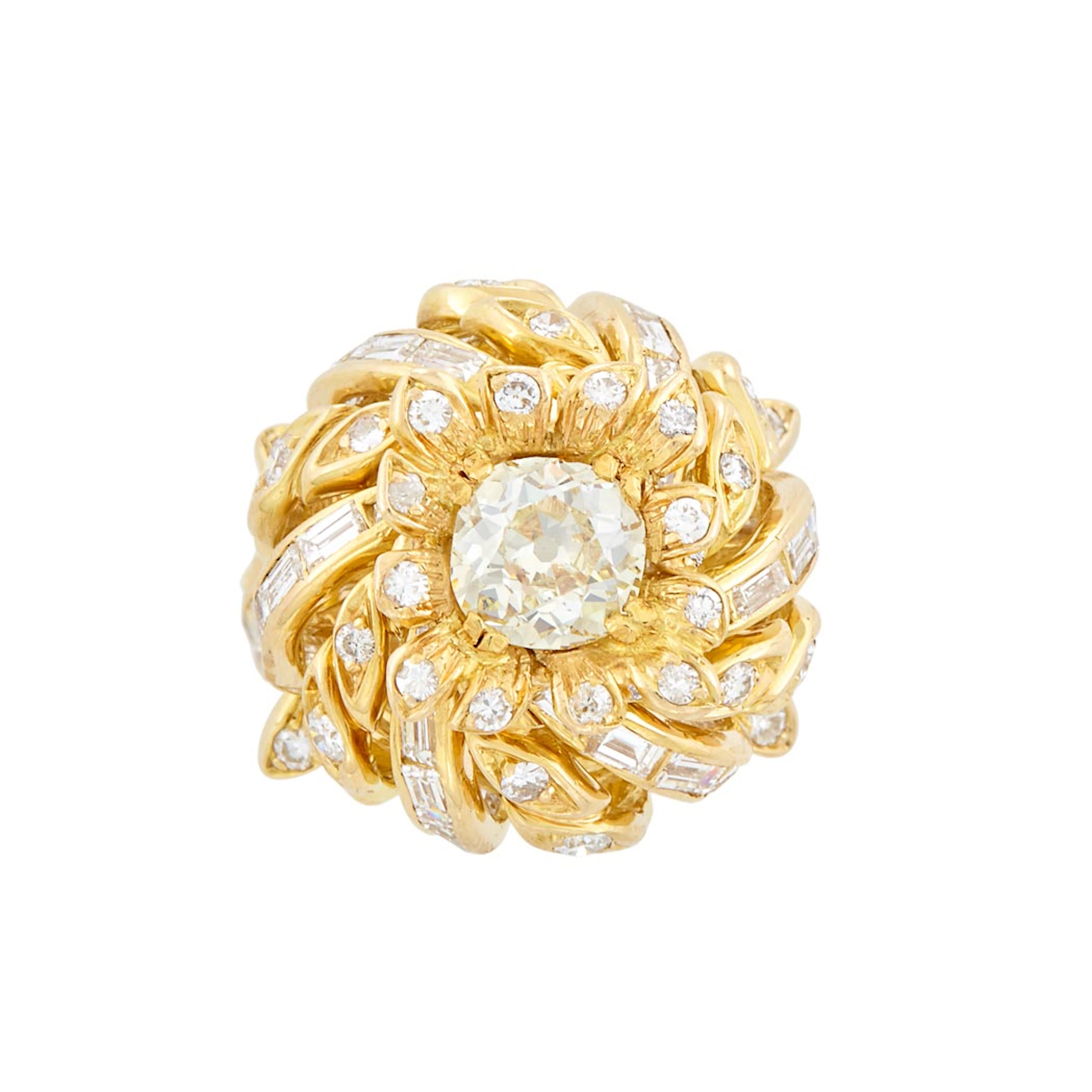 Gold and Diamond Flower Dome Ring, Sterle, Paris