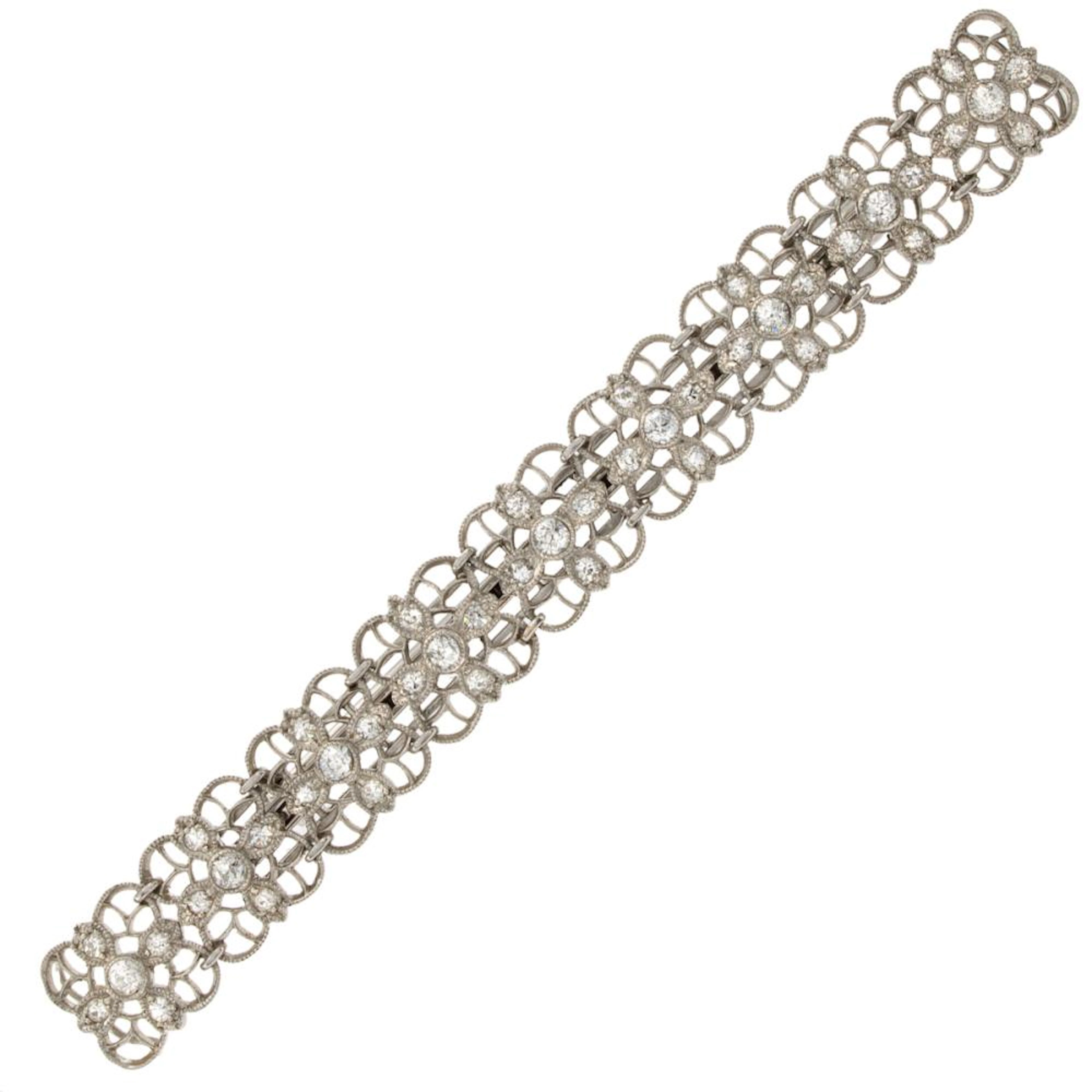 Platinum and diamonds antique floral brooch