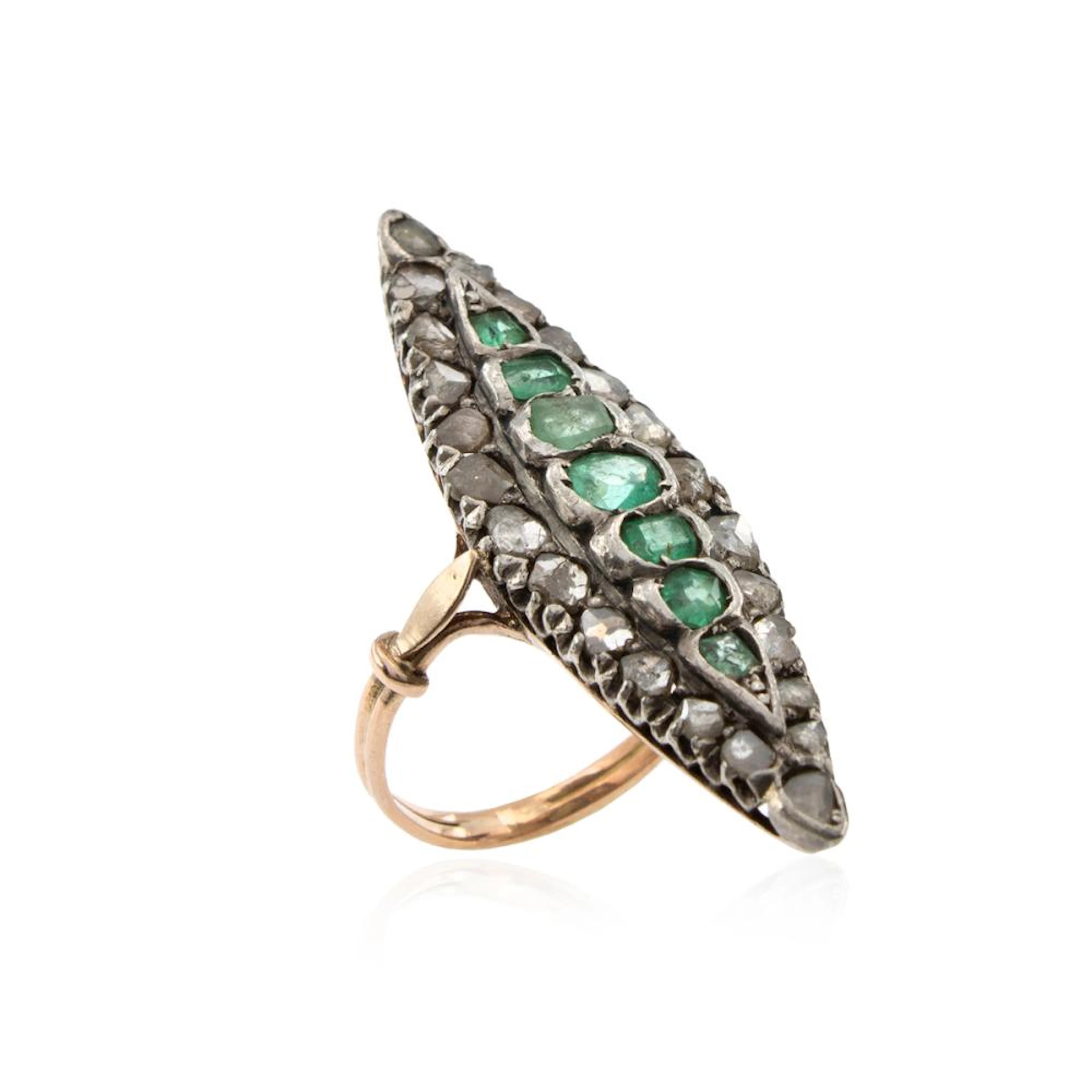 Antique 9kt gold and silver ring