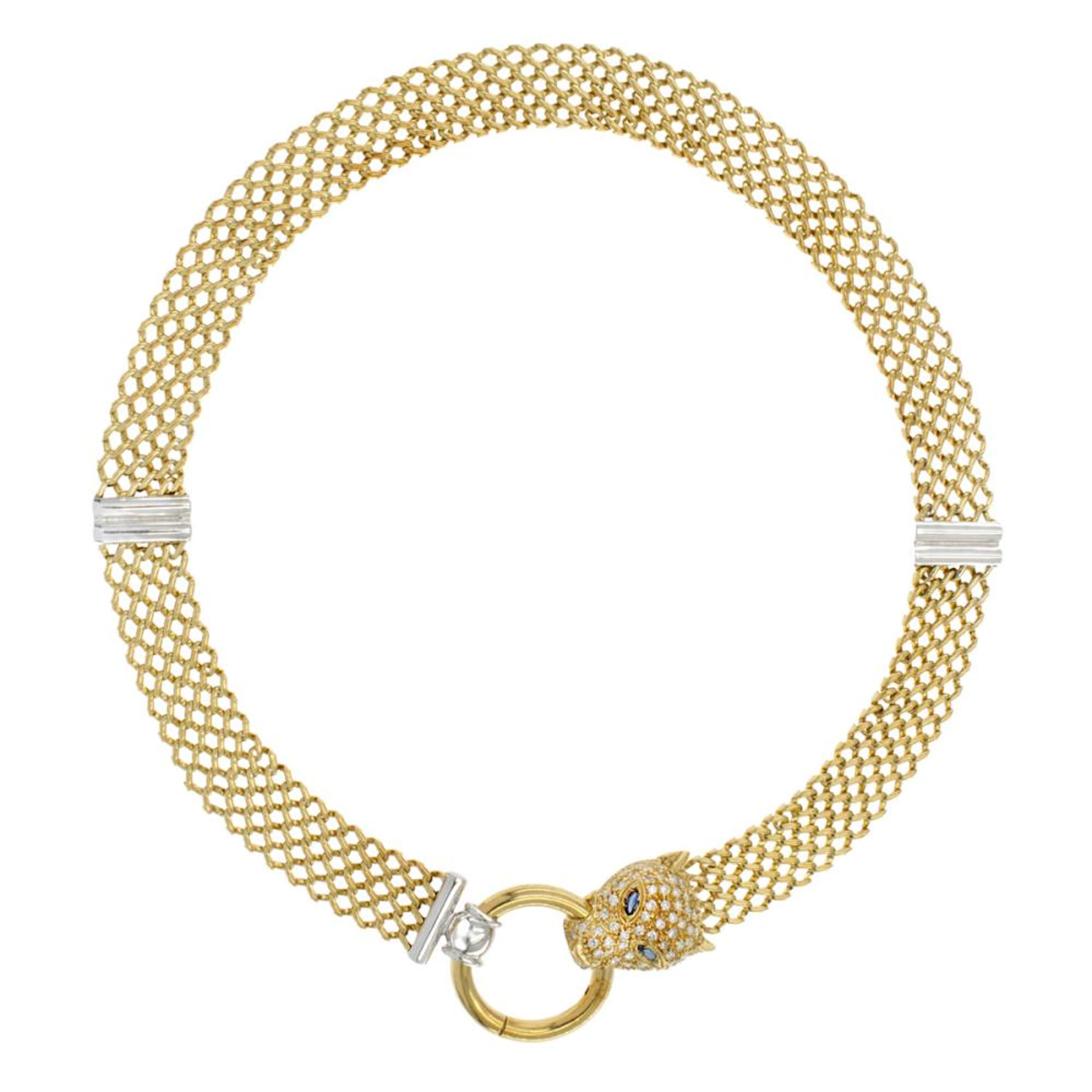 18kt yellow and white gold Panthere necklace
