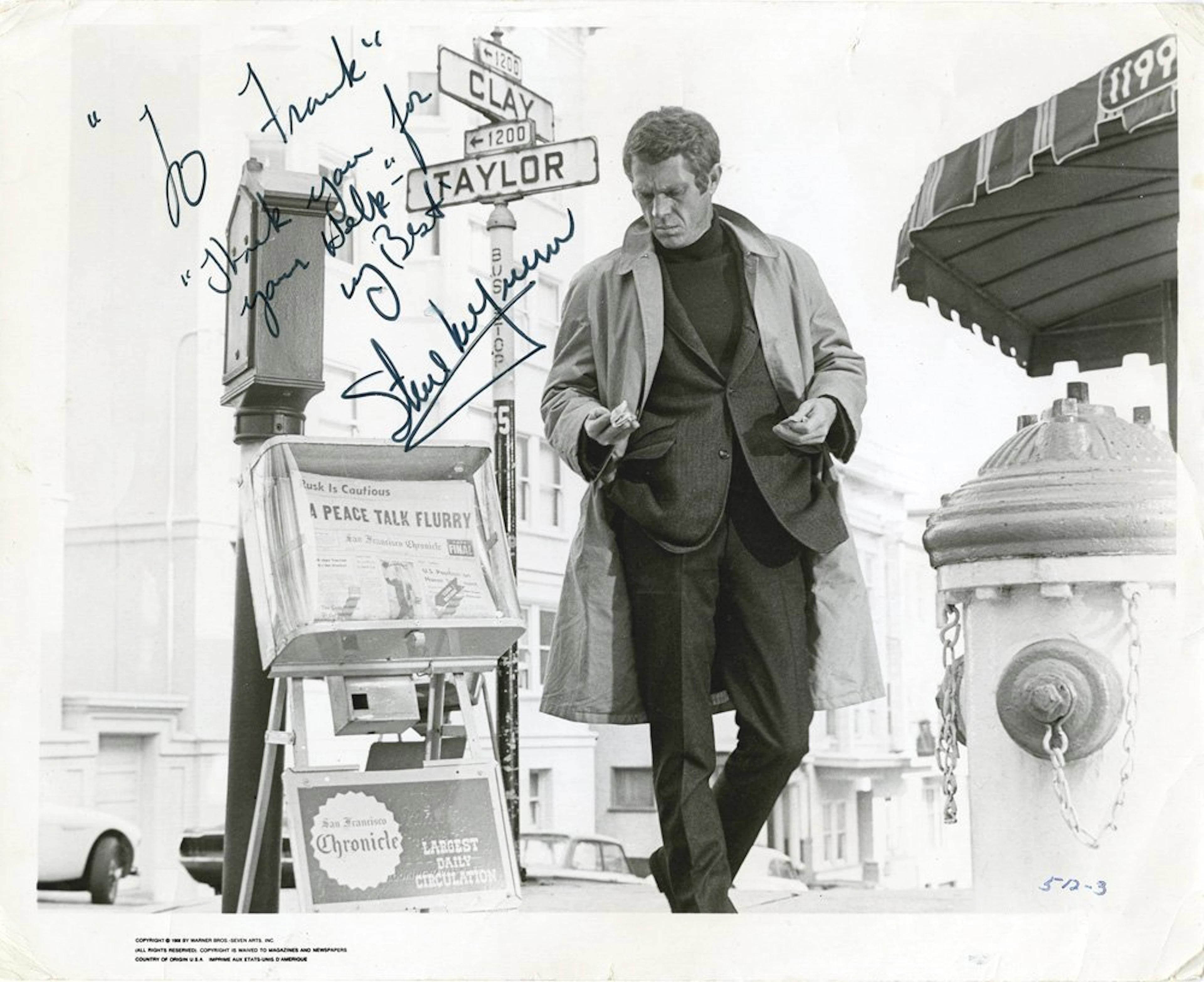 Steve mcqueen signed bullitt photo