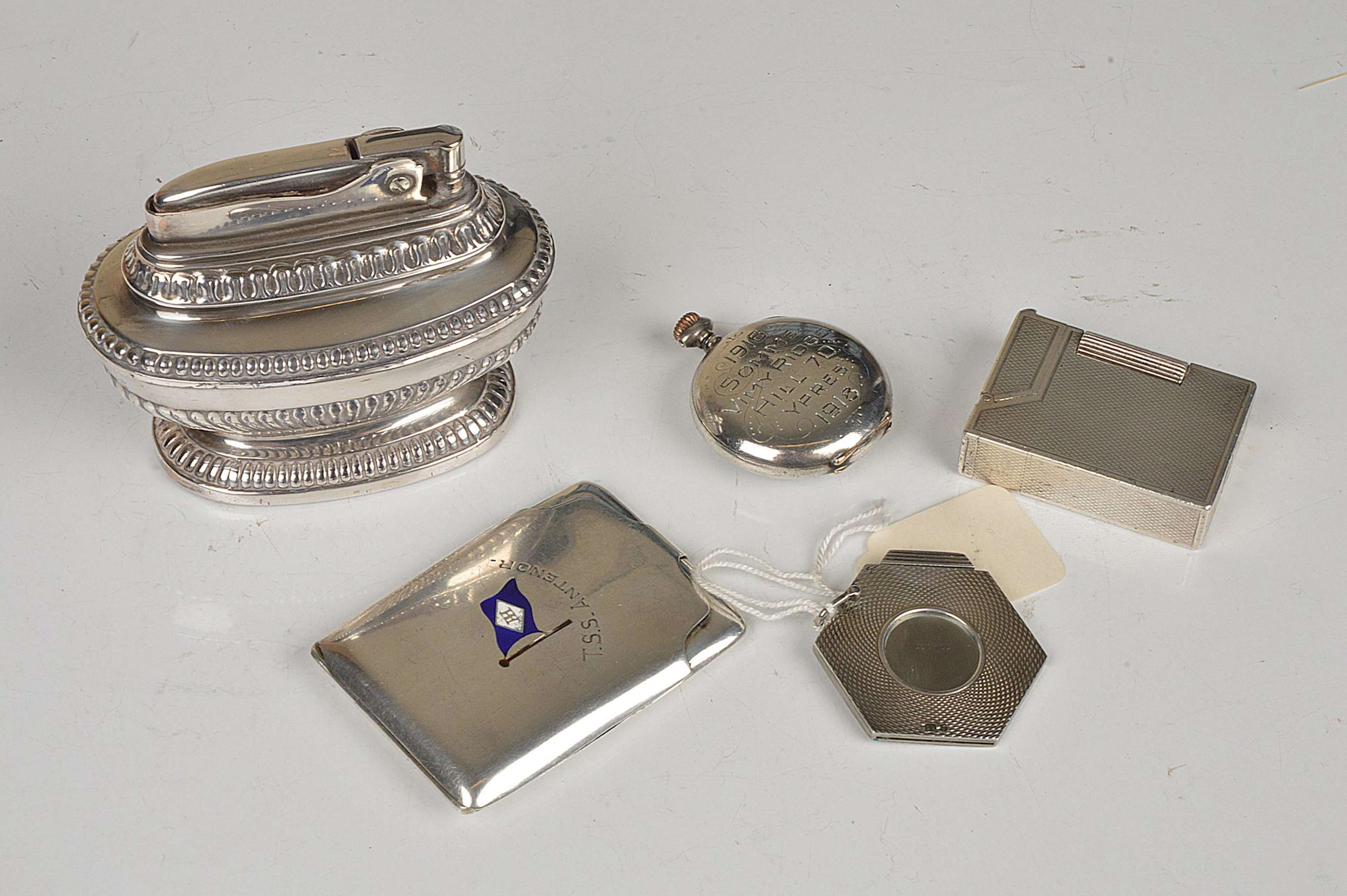 A collection of silver items, to include: a silver match book case by Adie...