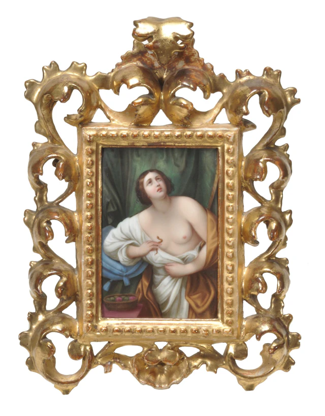 A Continental porcelain rectangular plaque printed and painted with...