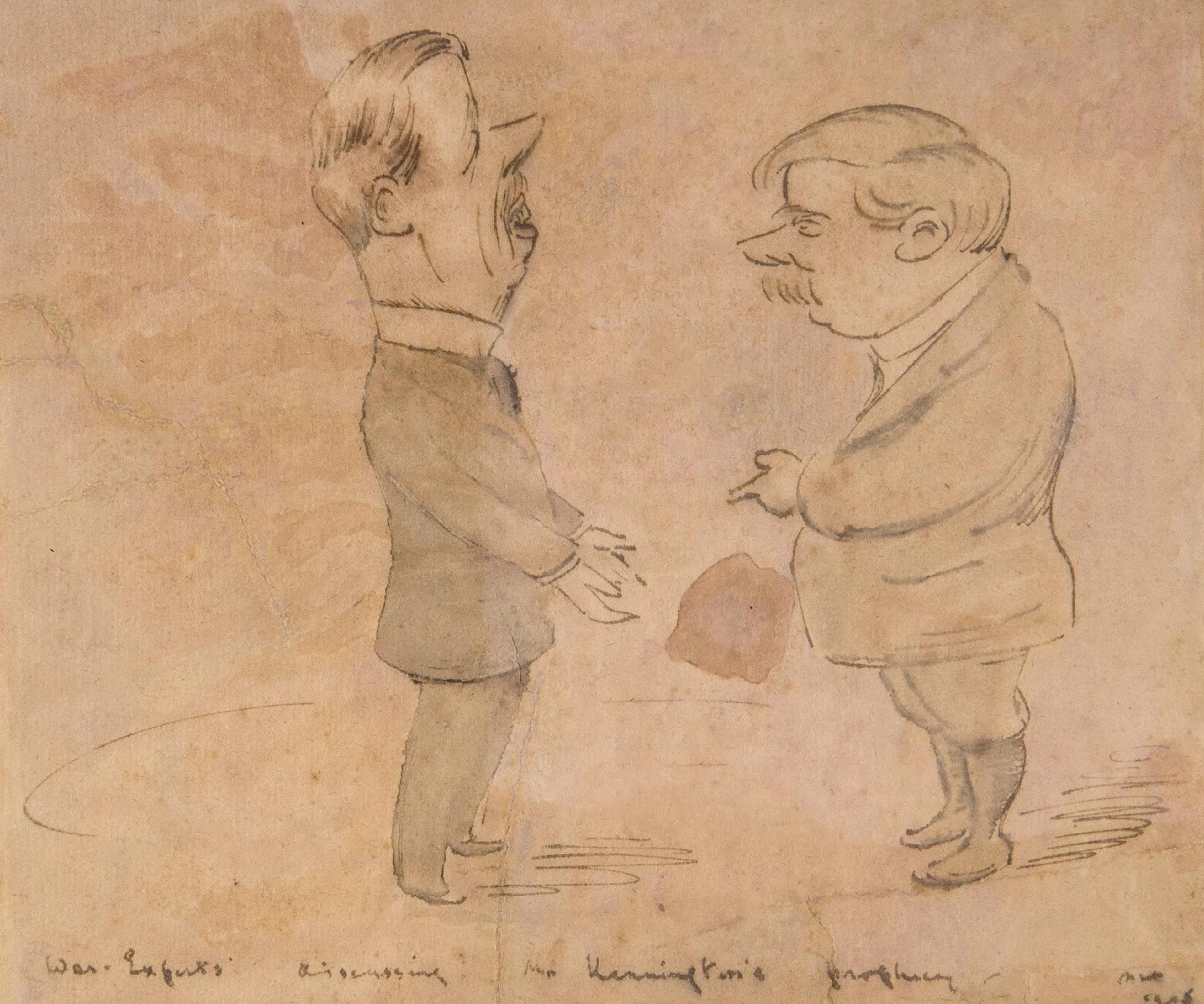 Sir Max Beerbohm (1872-1956) - War-Experts discussing Mr Kennington's prophecy