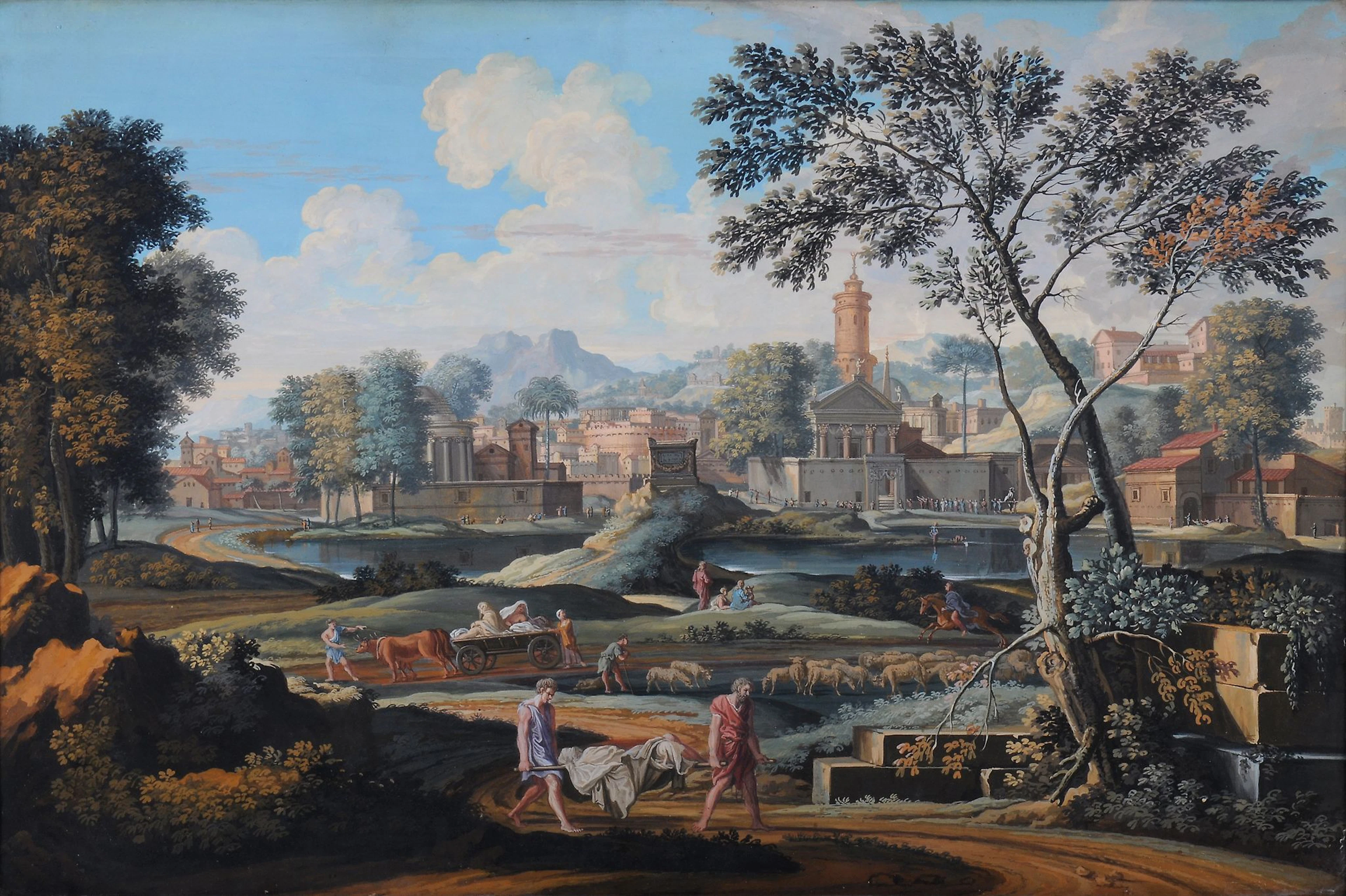 After Nicholas Poussin The Burial of Phocion Gouache 41 x 63 cm