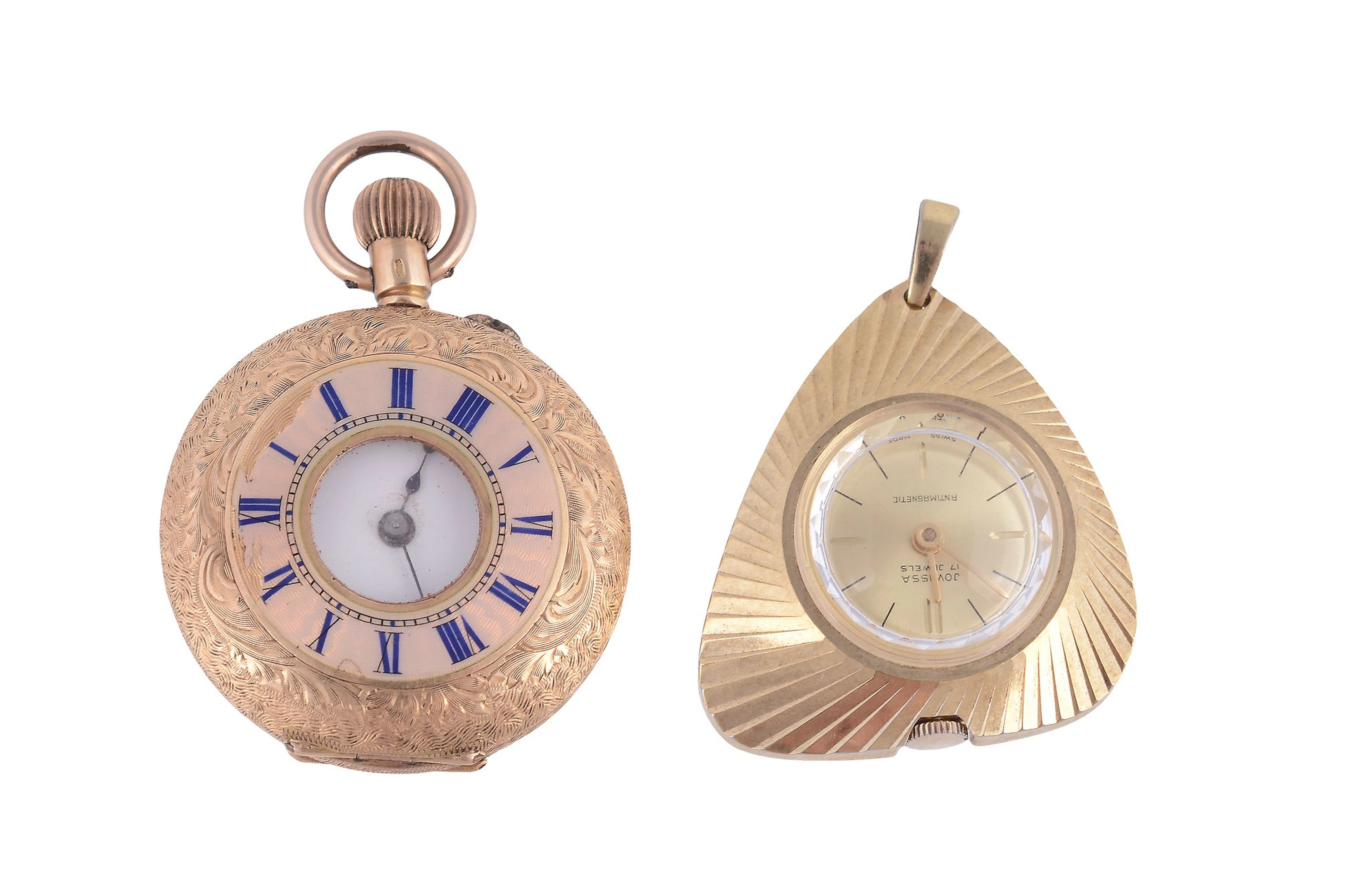 An 18 carat gold half hunter fob watch, no