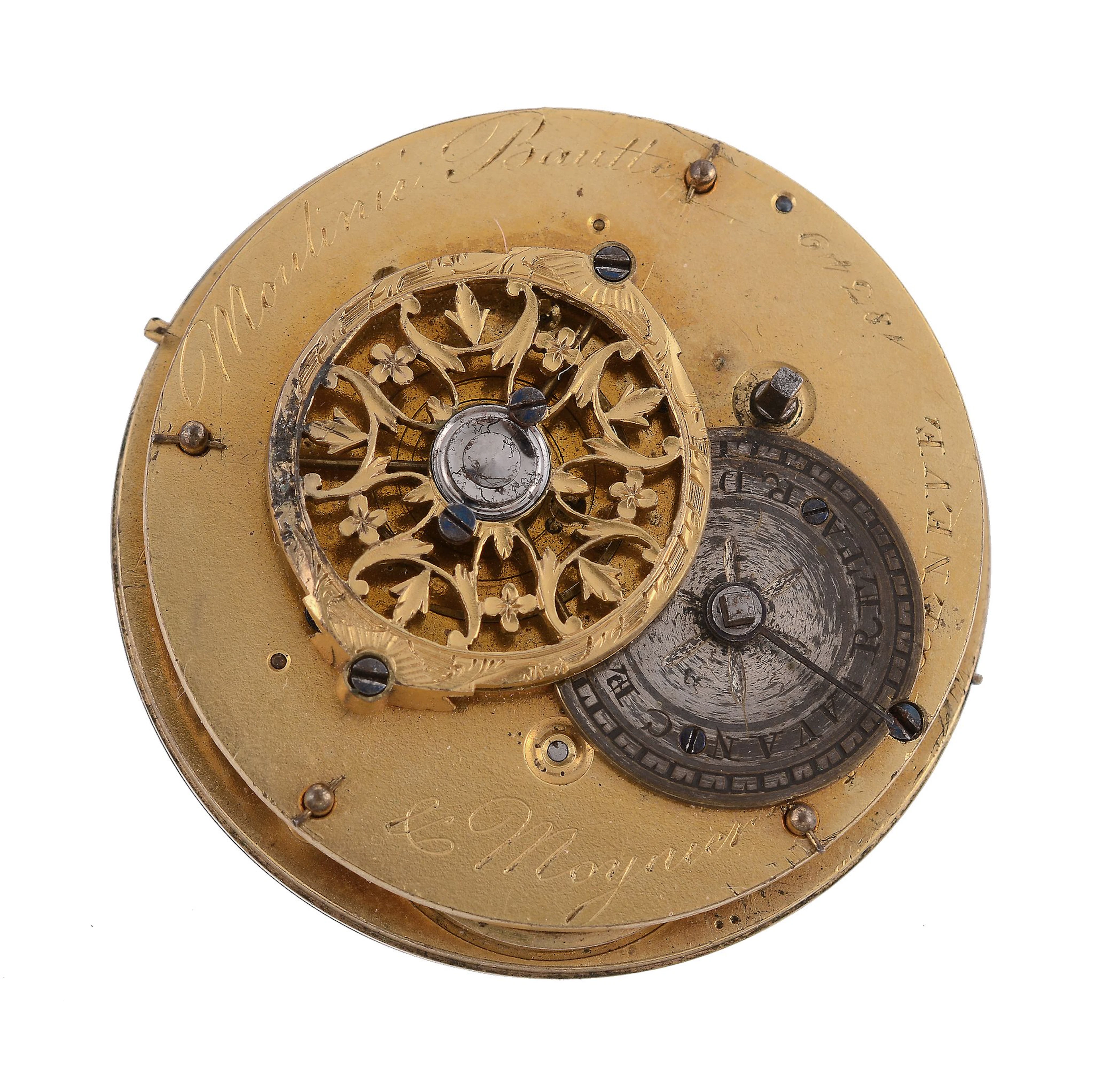 Mouline Bautte & Maynier, Geneva, a Swiss fusee verge watch movement, no