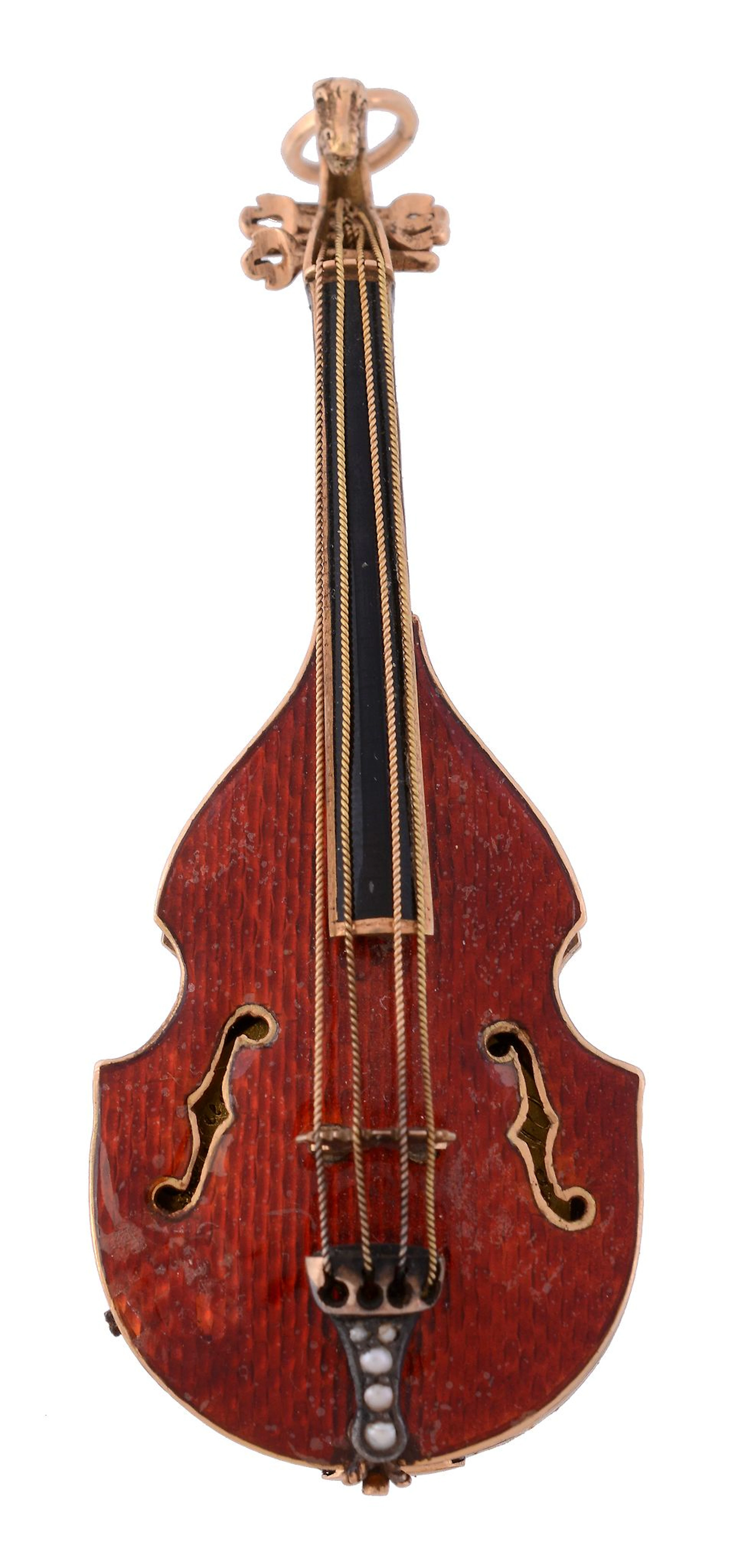 Roman & Helly, a gold and enamel Viola with concealed watch, circa 1810