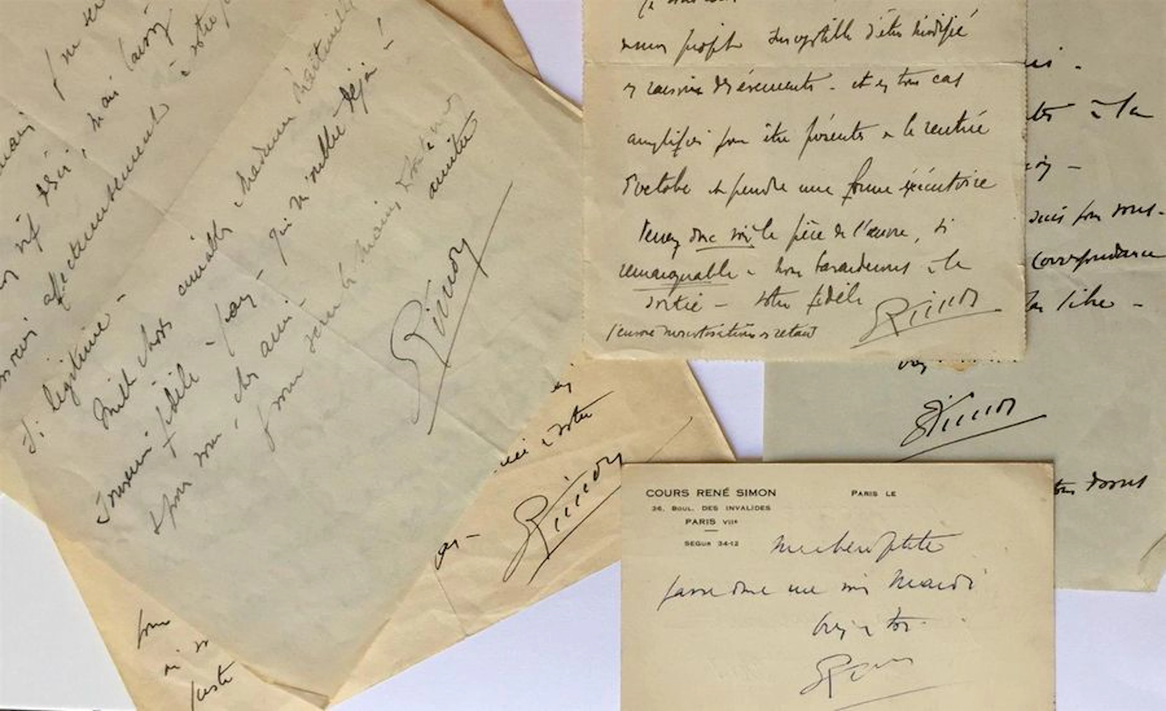 Lot d'autographes : - ROUSSEAU René, ami...
