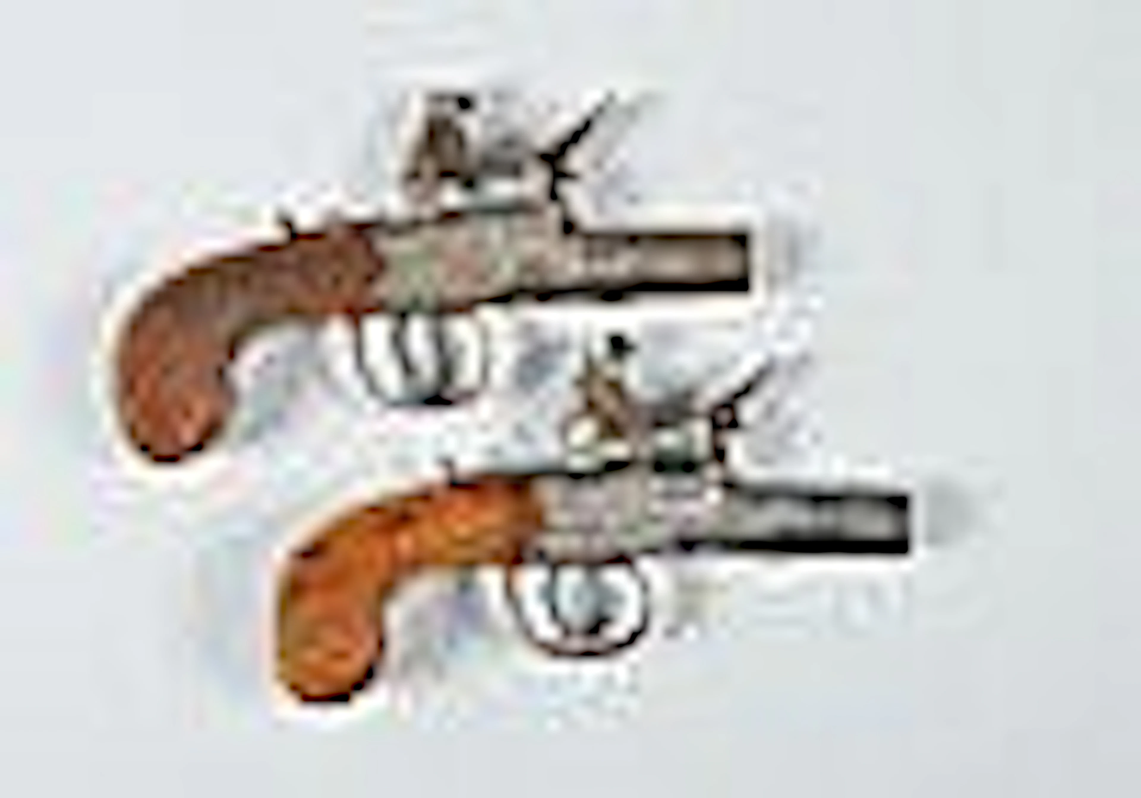 A pair of flintlock pocket pistols signed R Lanch