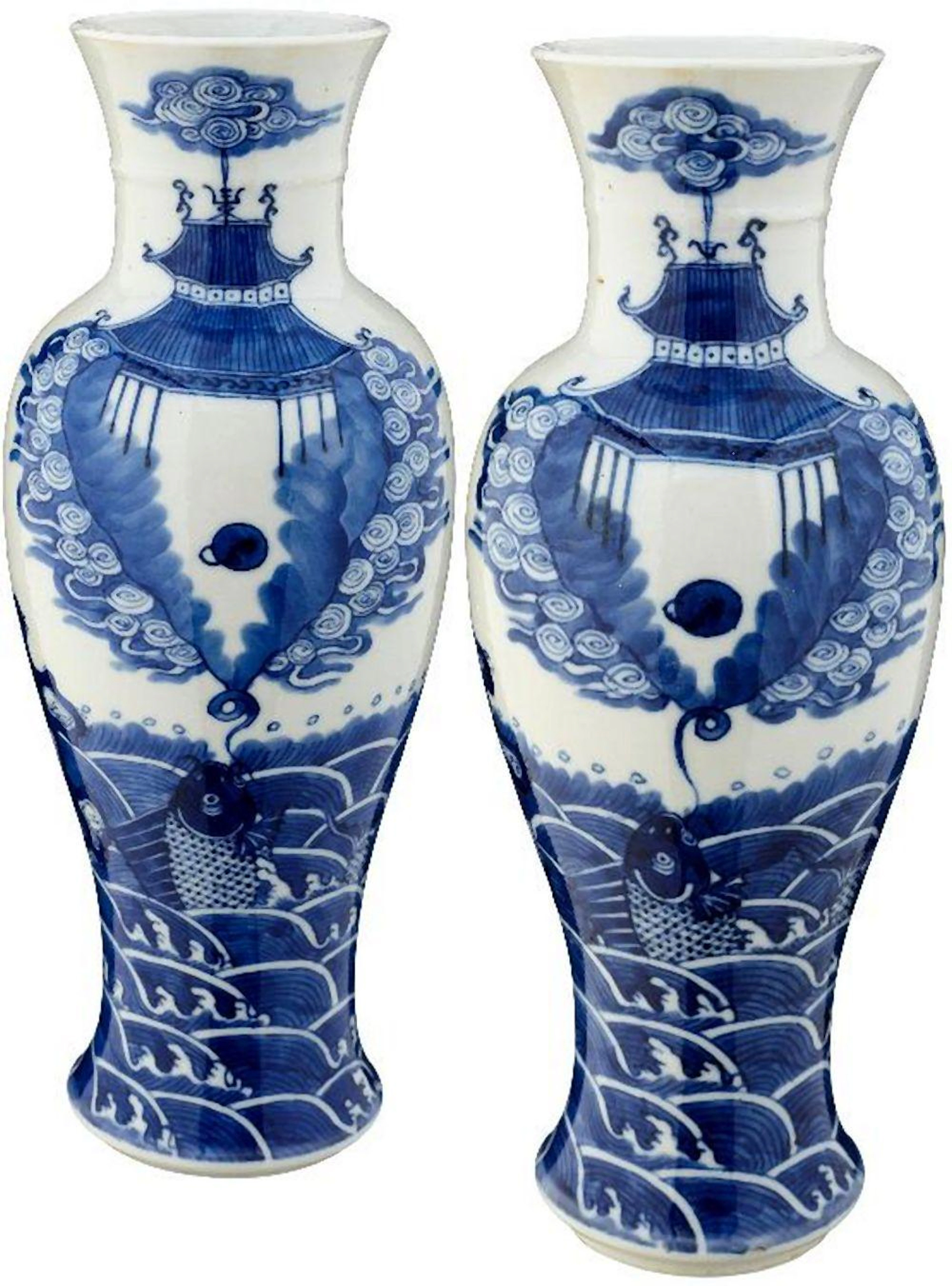 Paar blau-weisse Vase