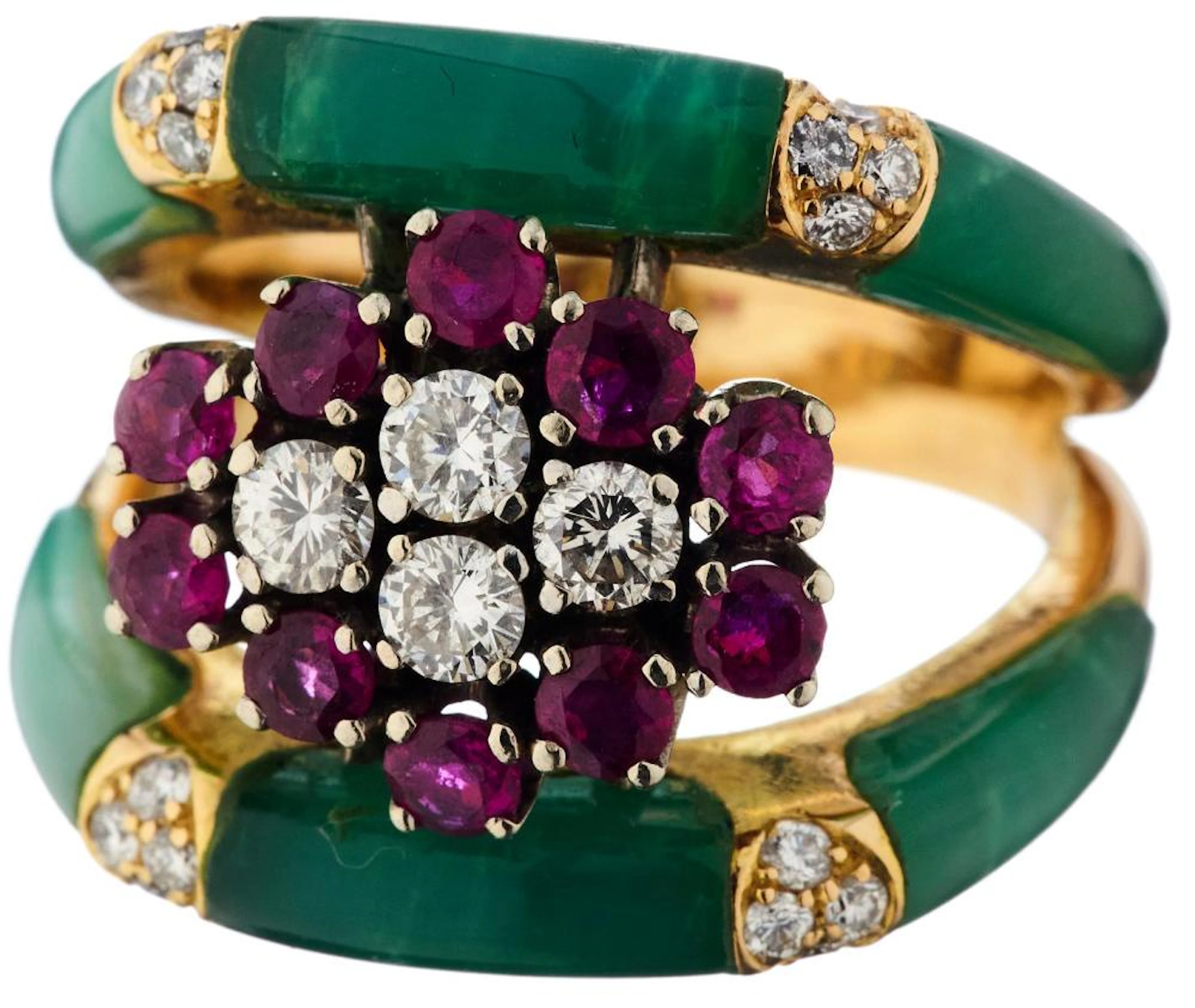 Chrysopras-Rubin-Diamant-Ring