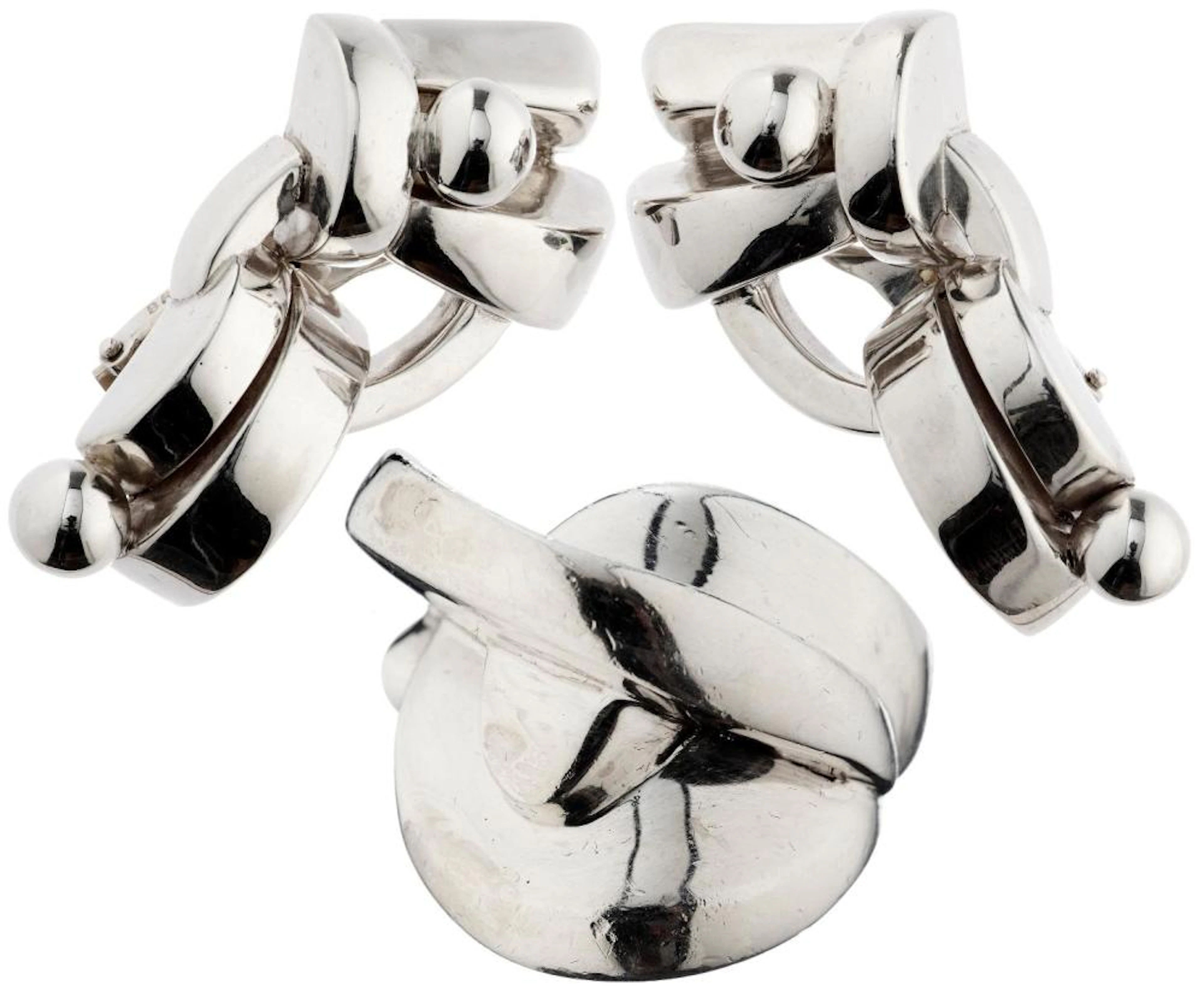 Silber-Ohrclips und -Ring