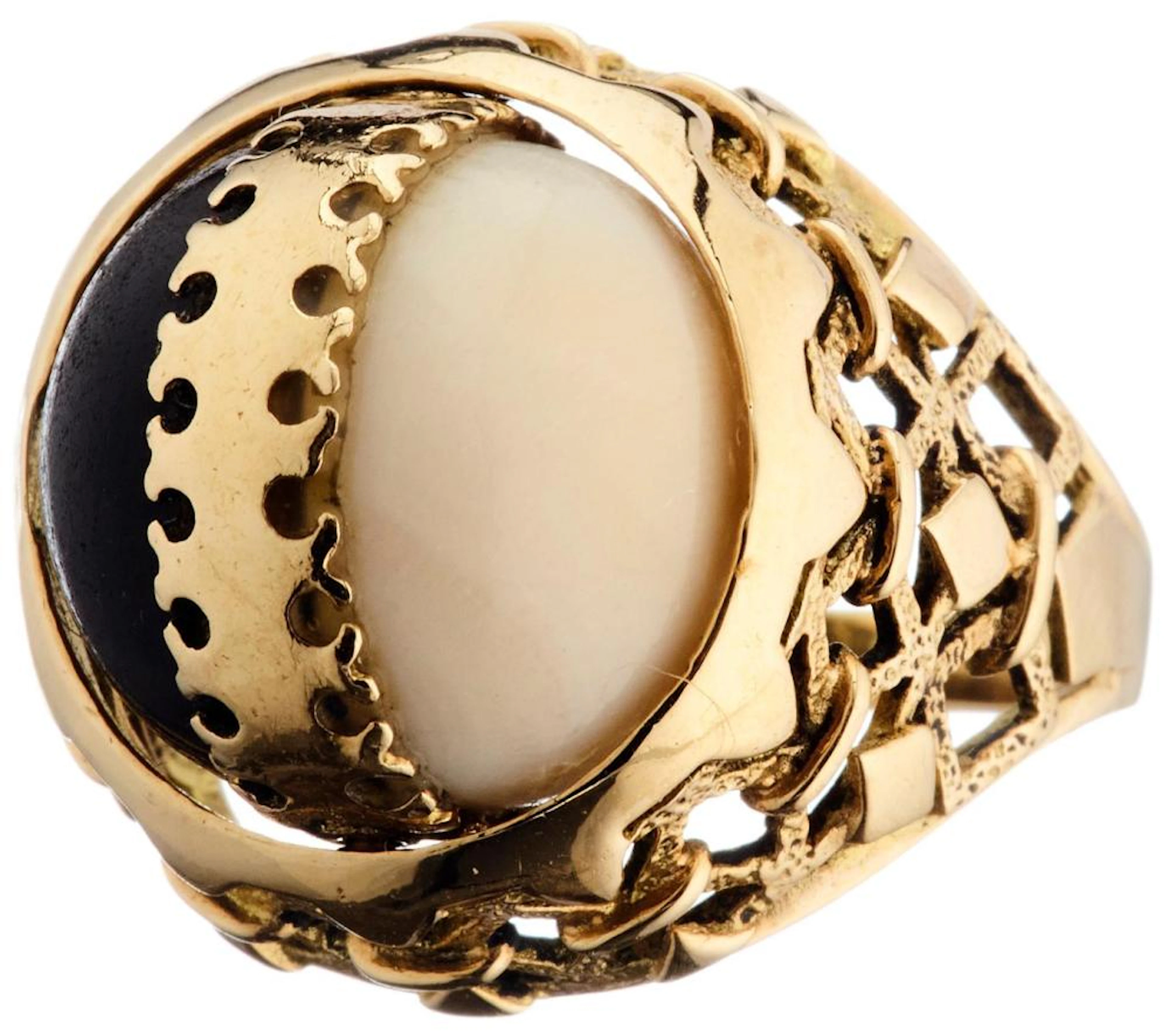 Tigerauge-Korallen-Ring