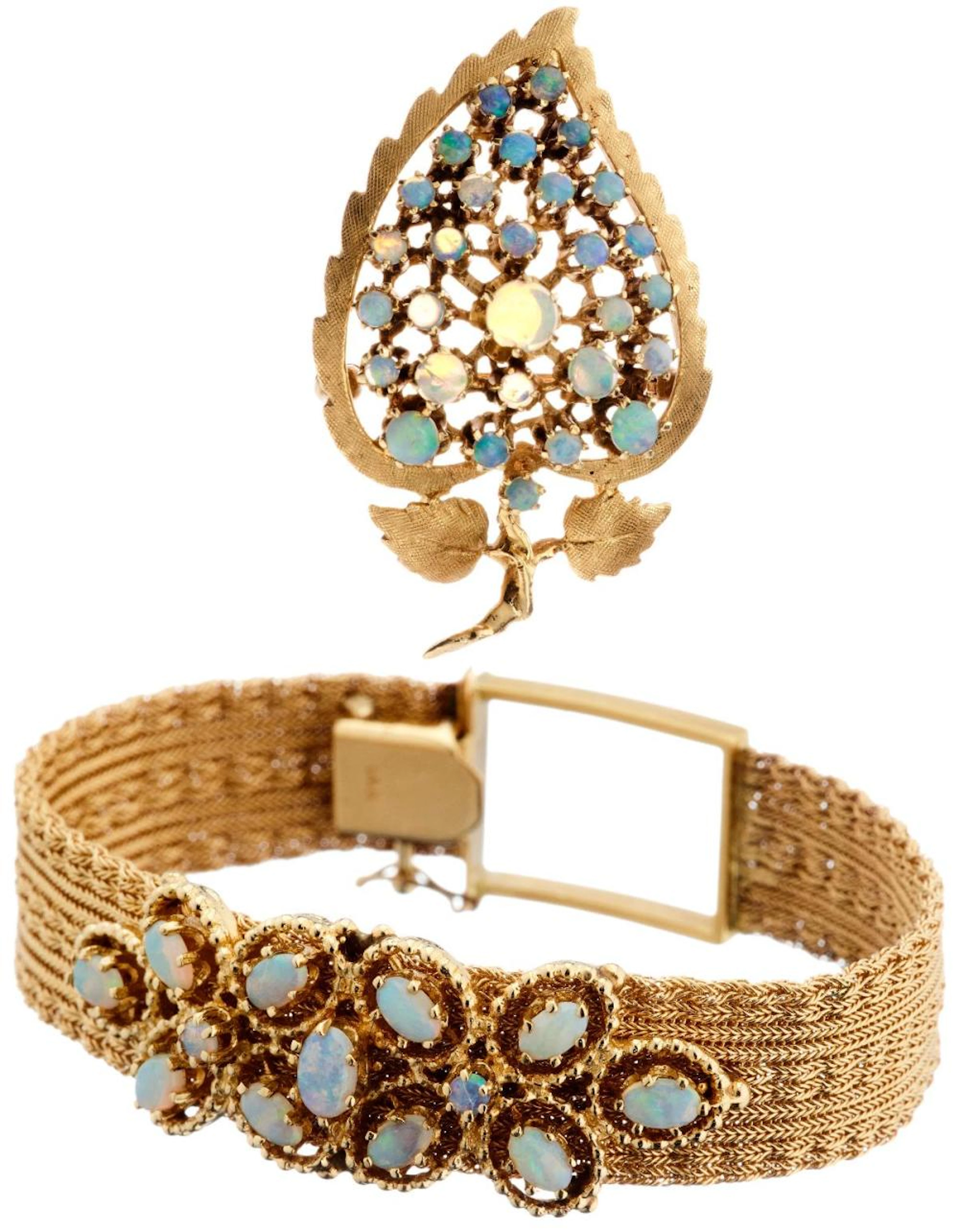 Opal-Armband und -Brosche