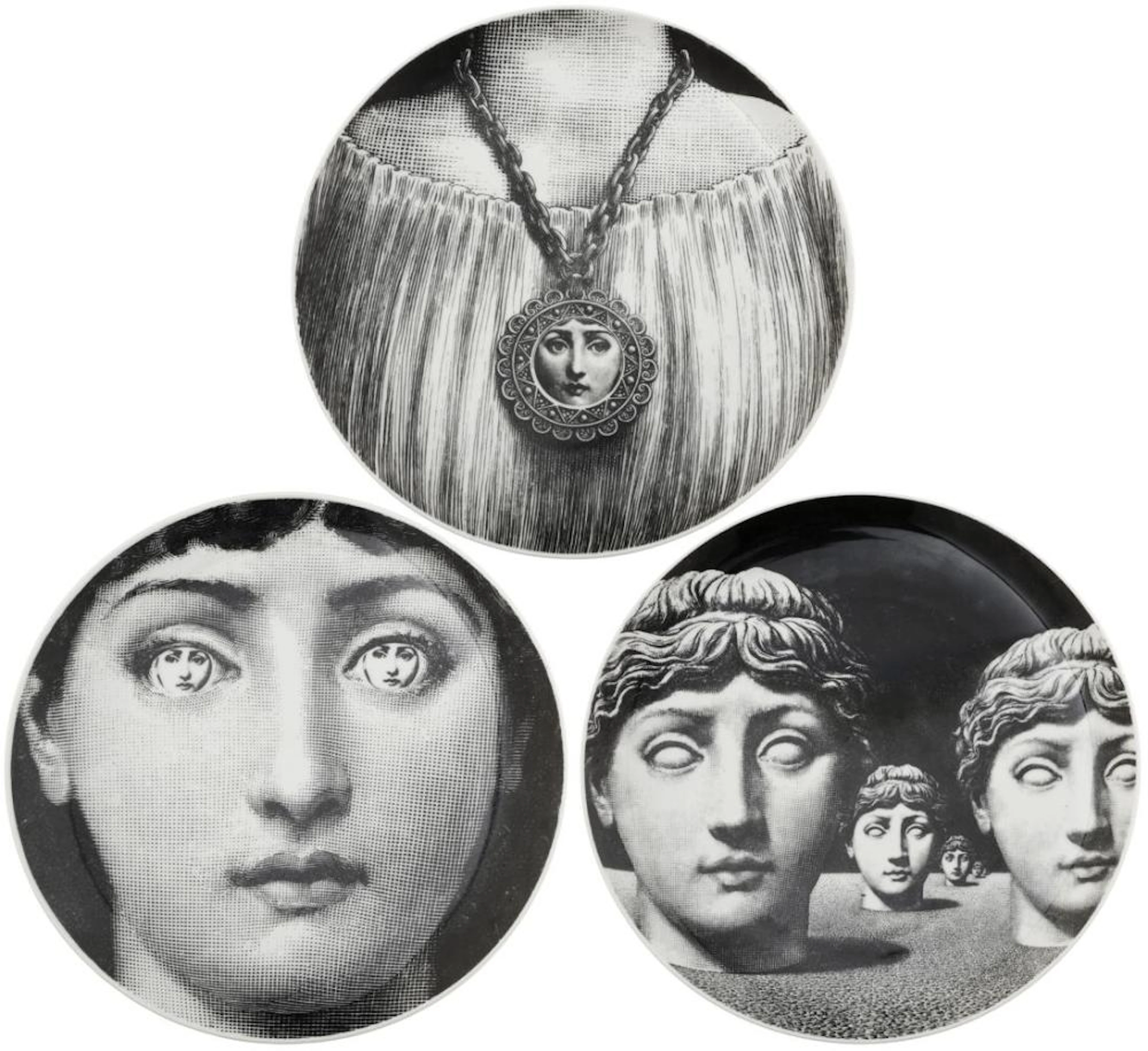 Drei Teller Piero Fornasetti