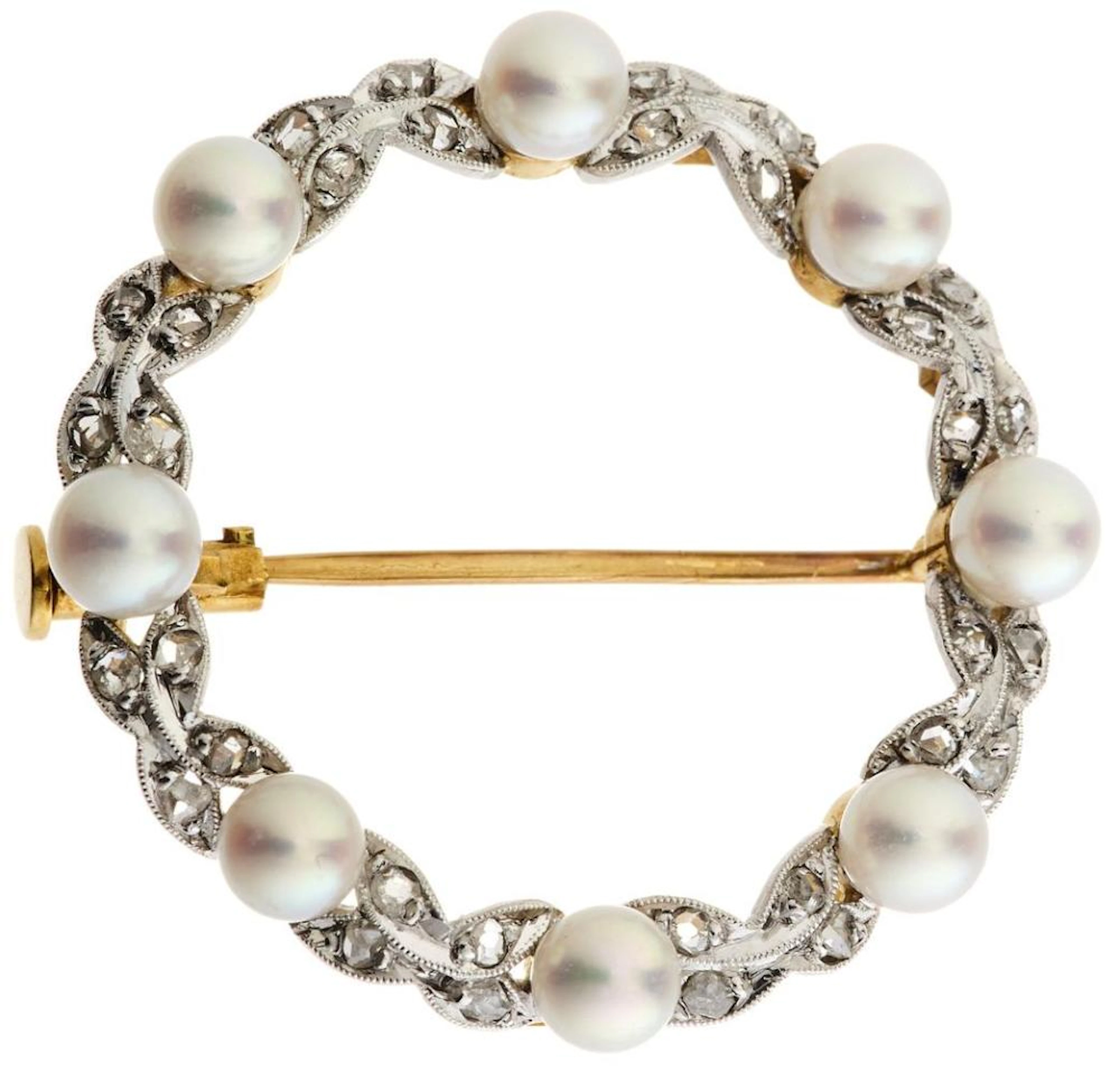 Perlen-Diamant-Brosche