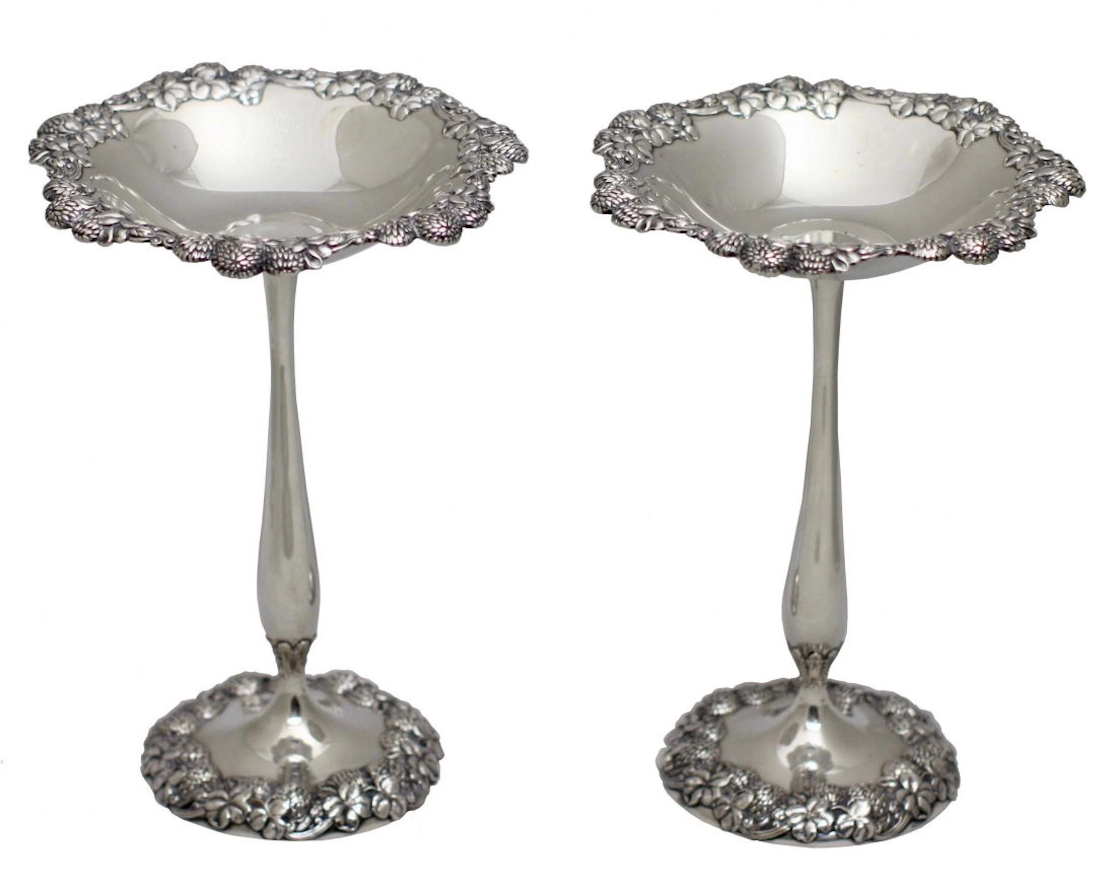 Fine Pair of Tiffany Sterling Silver Compotes
