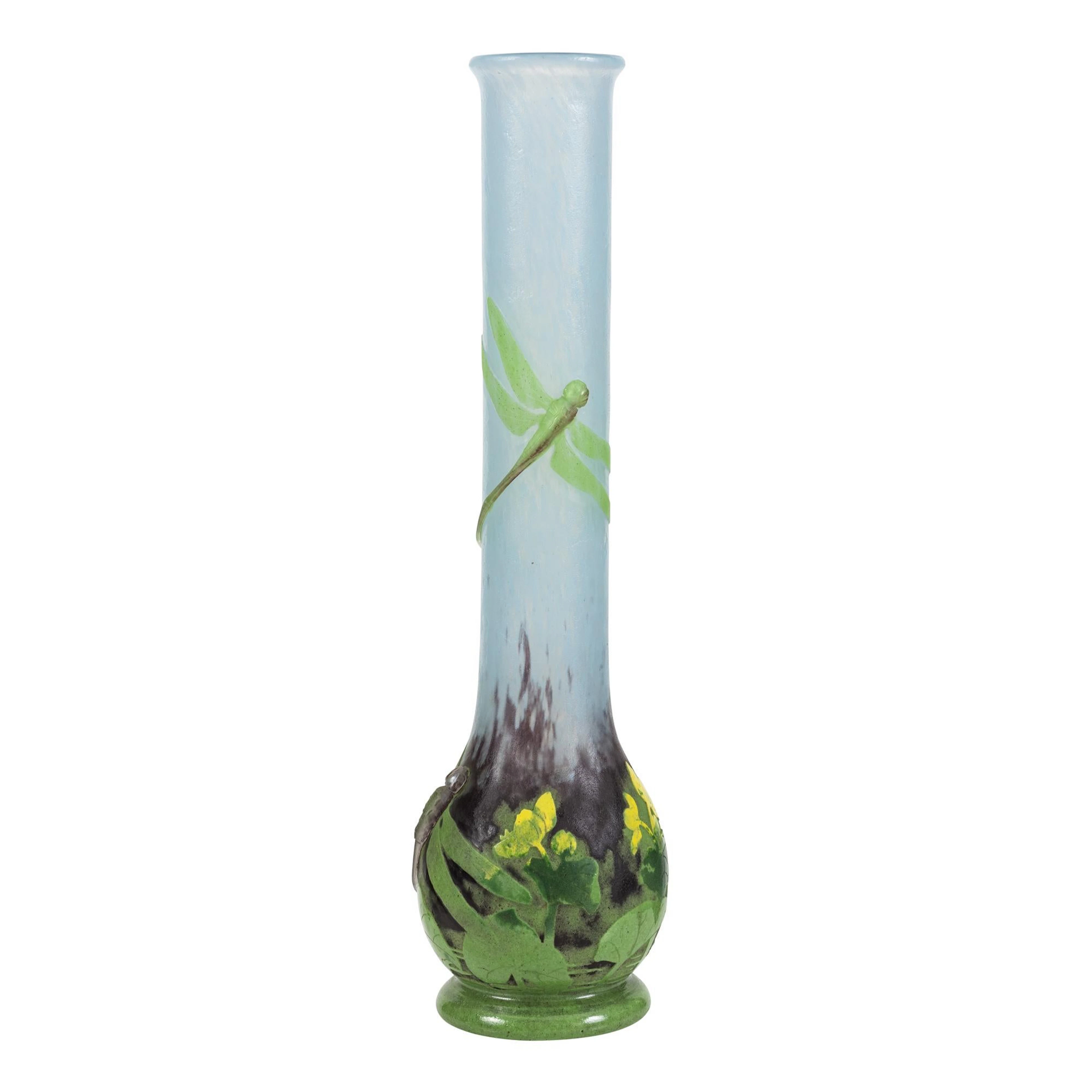 Rare Daum Wheel-carved Cameo Glass Vase
