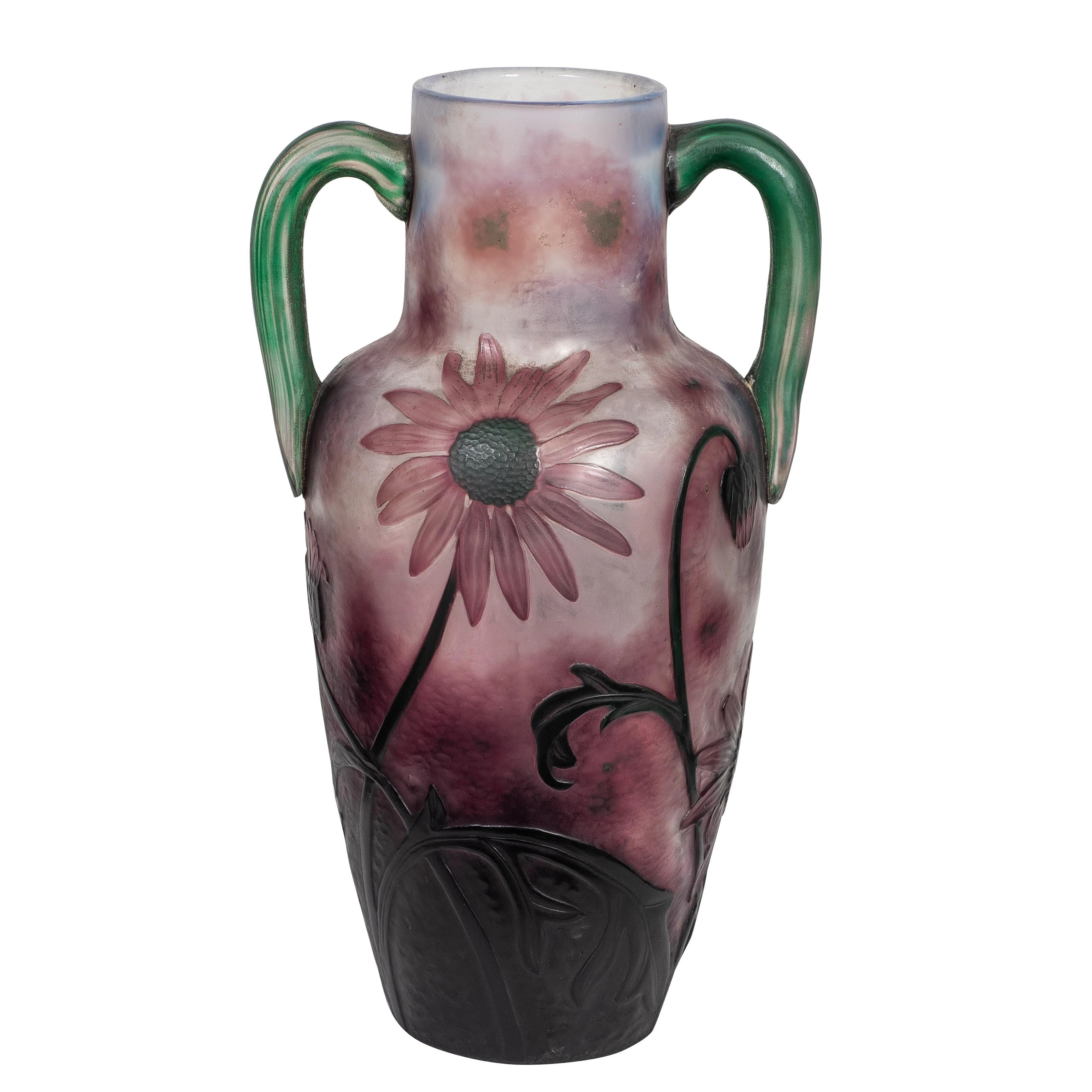 Daum Wheel-carved Cameo Glass "Marguerite" Vase