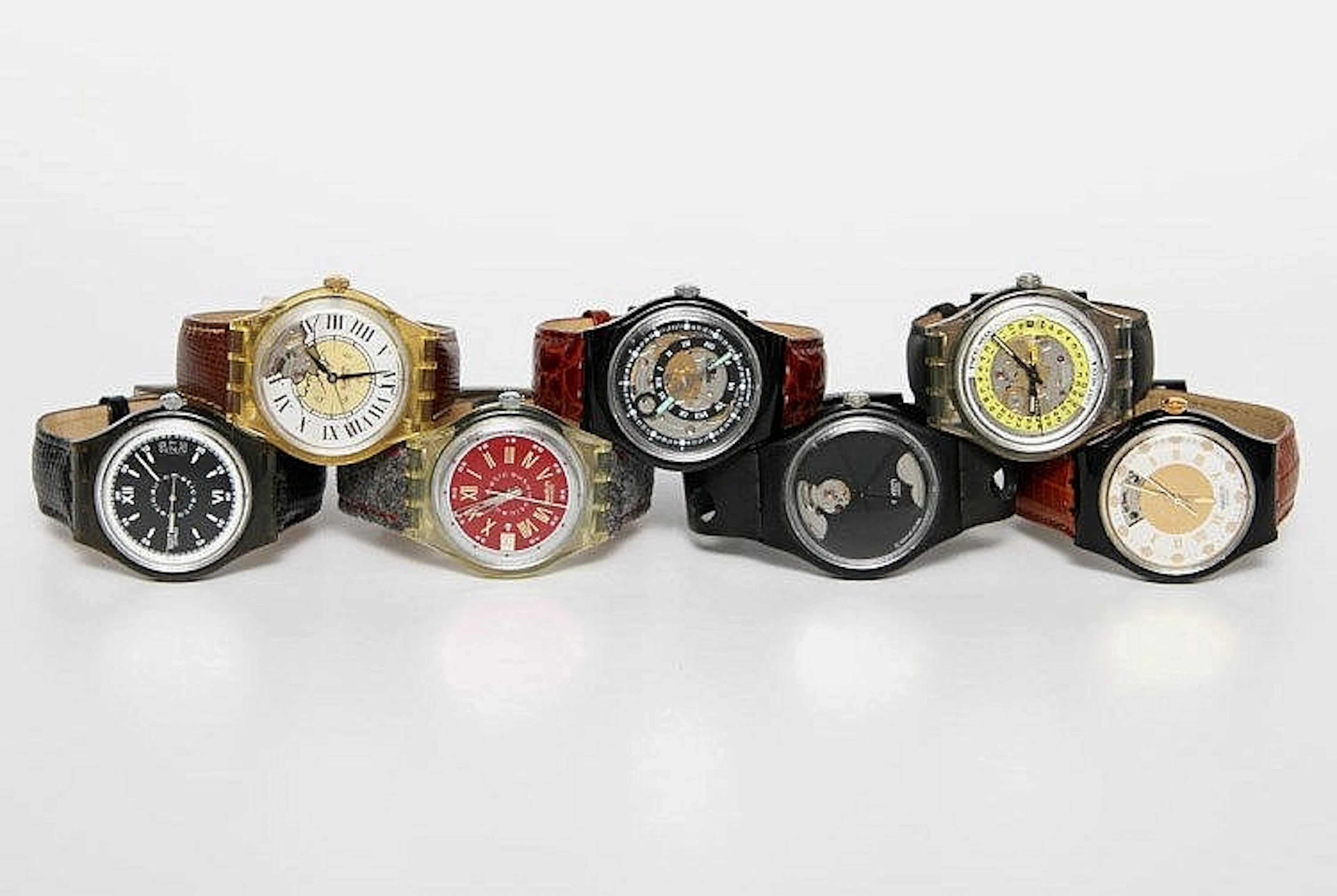 Konvolut: Sieben SWATCH-Uhren mit Automatic-Werken, Cal. ETA 2840 und 2842.