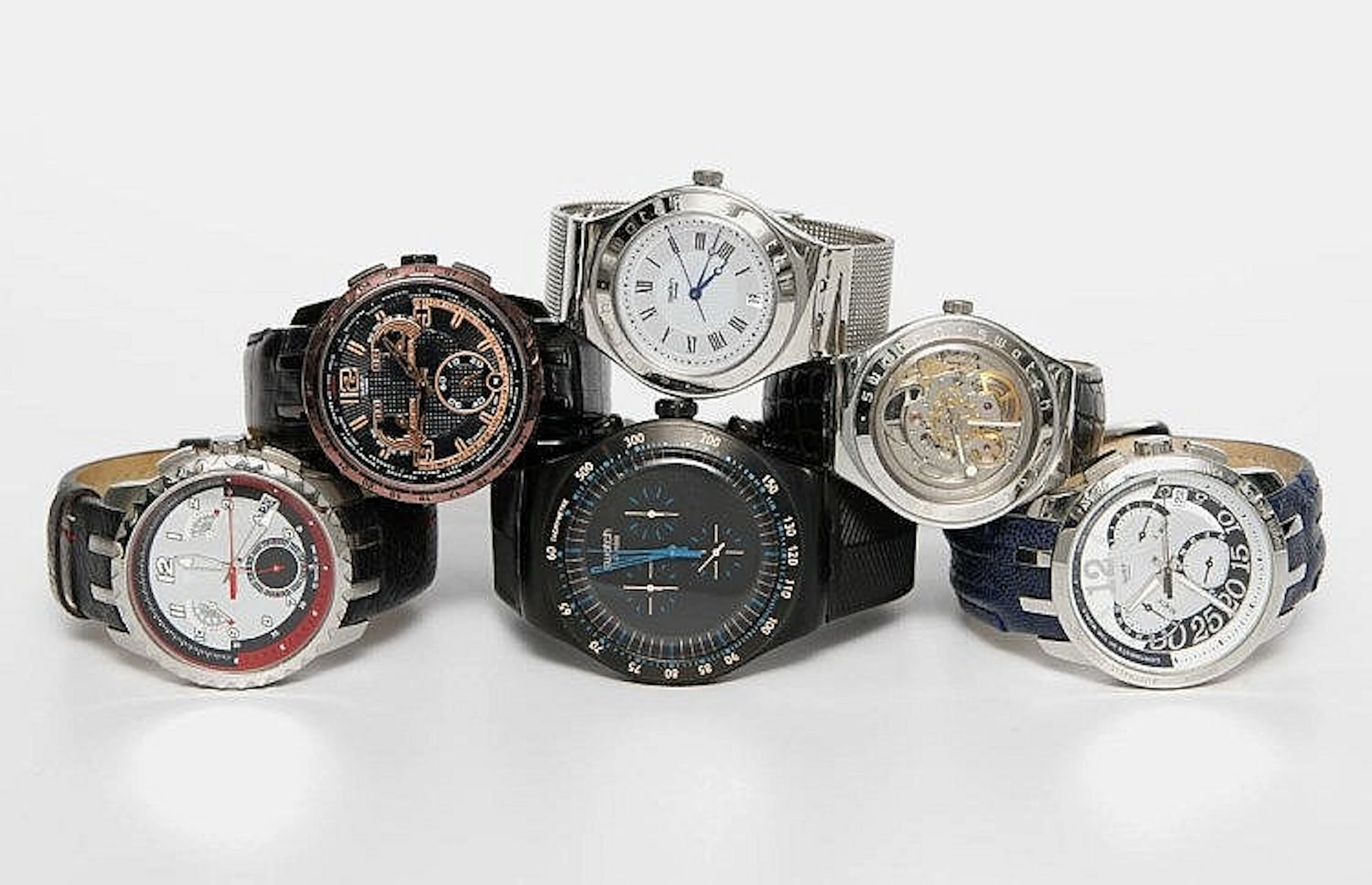 Konvolut: Sechs SWATCH-Uhren mit Quarz-Werken (ohne...