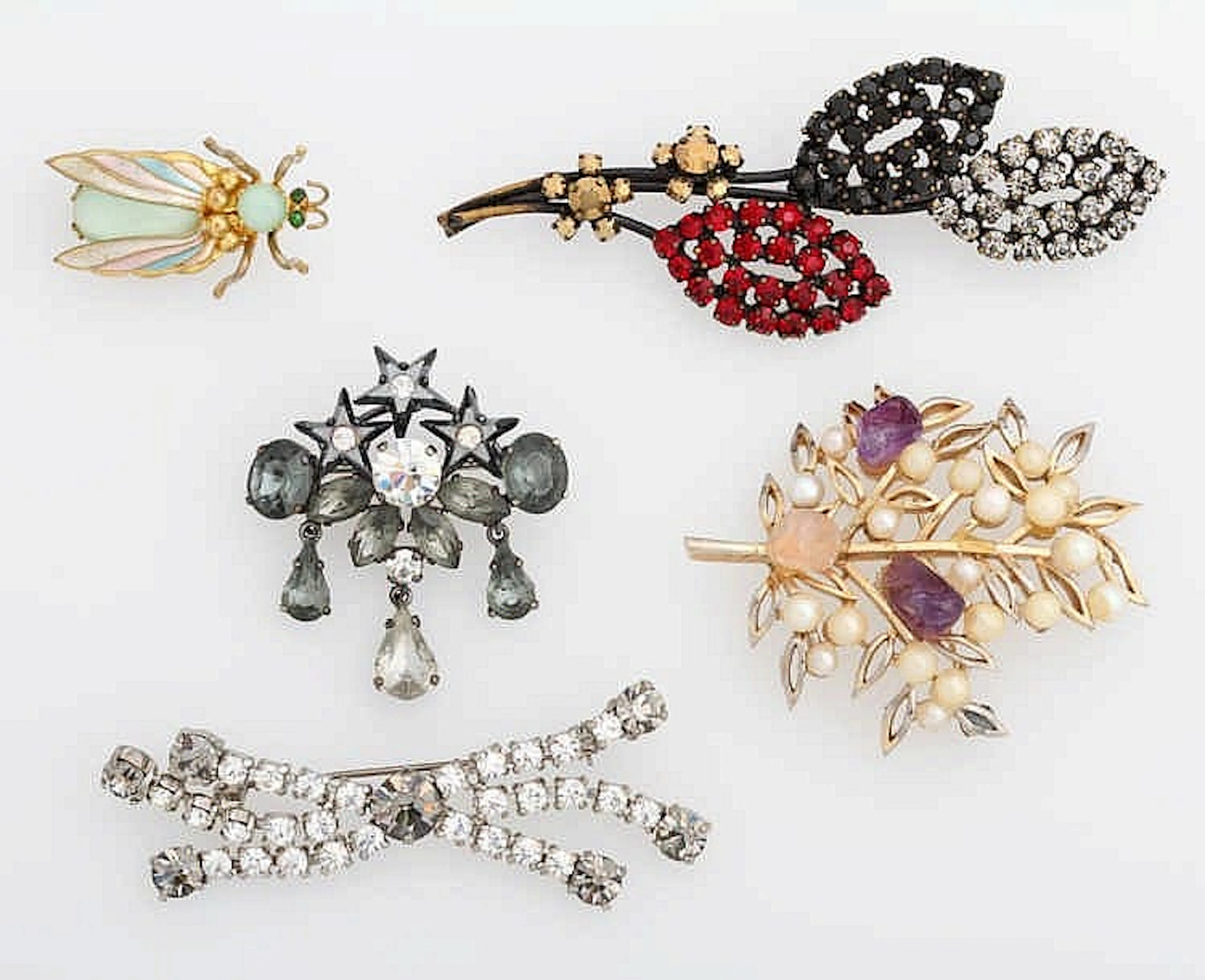 Konvolut: Vintage Schmuck, 5 Broschen.